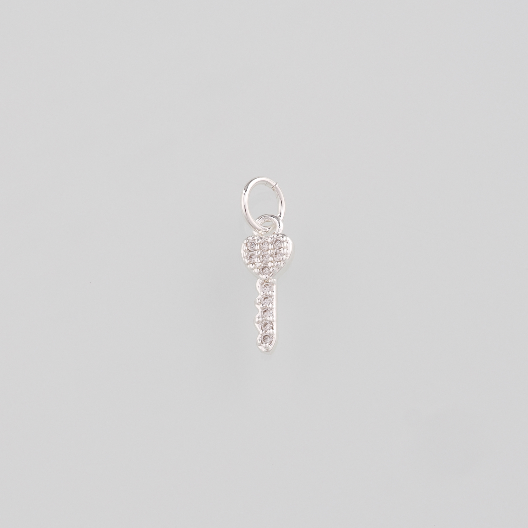 18K Gold Filled Heart Key Pendant,CZ Micro Pave Key Charm Earrings Necklace for DIY Jewelry Making Supply