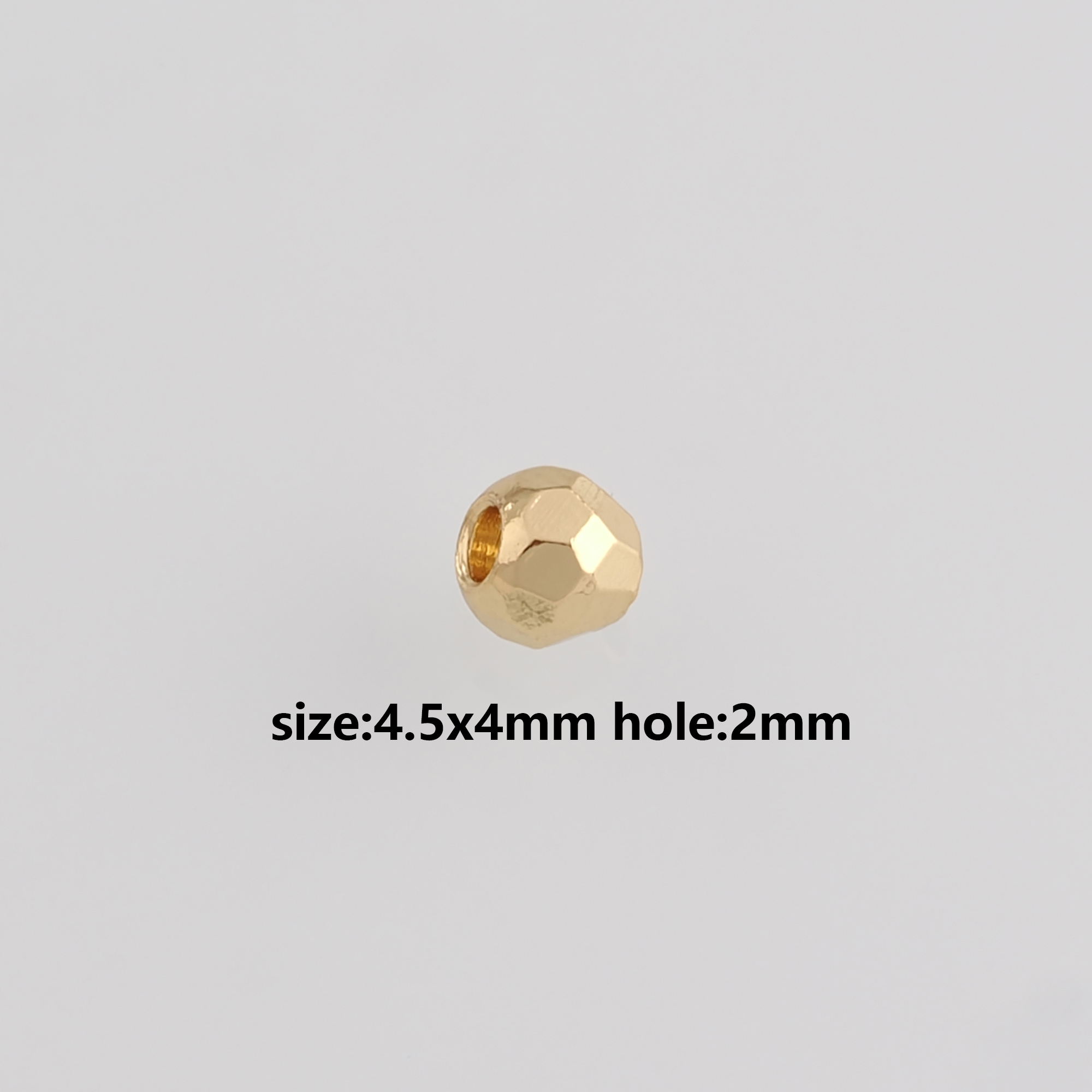 50Pcs 18K Gold Filled Faceted Round Spacer Beads,Ball Bead for Bracelet Jewelry Necklace Making Supply
