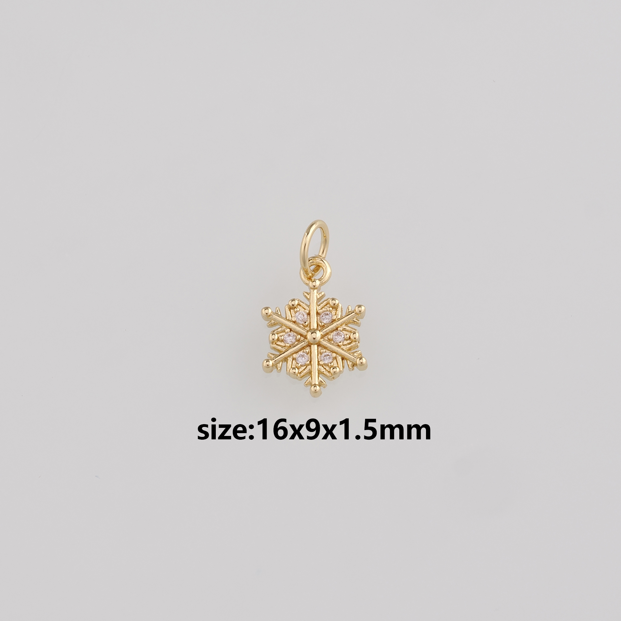 18K Gold Filled Snowflake Pendant,Christmas Snowflake Charm Earrings Necklace for DIY Jewelry Making Supply