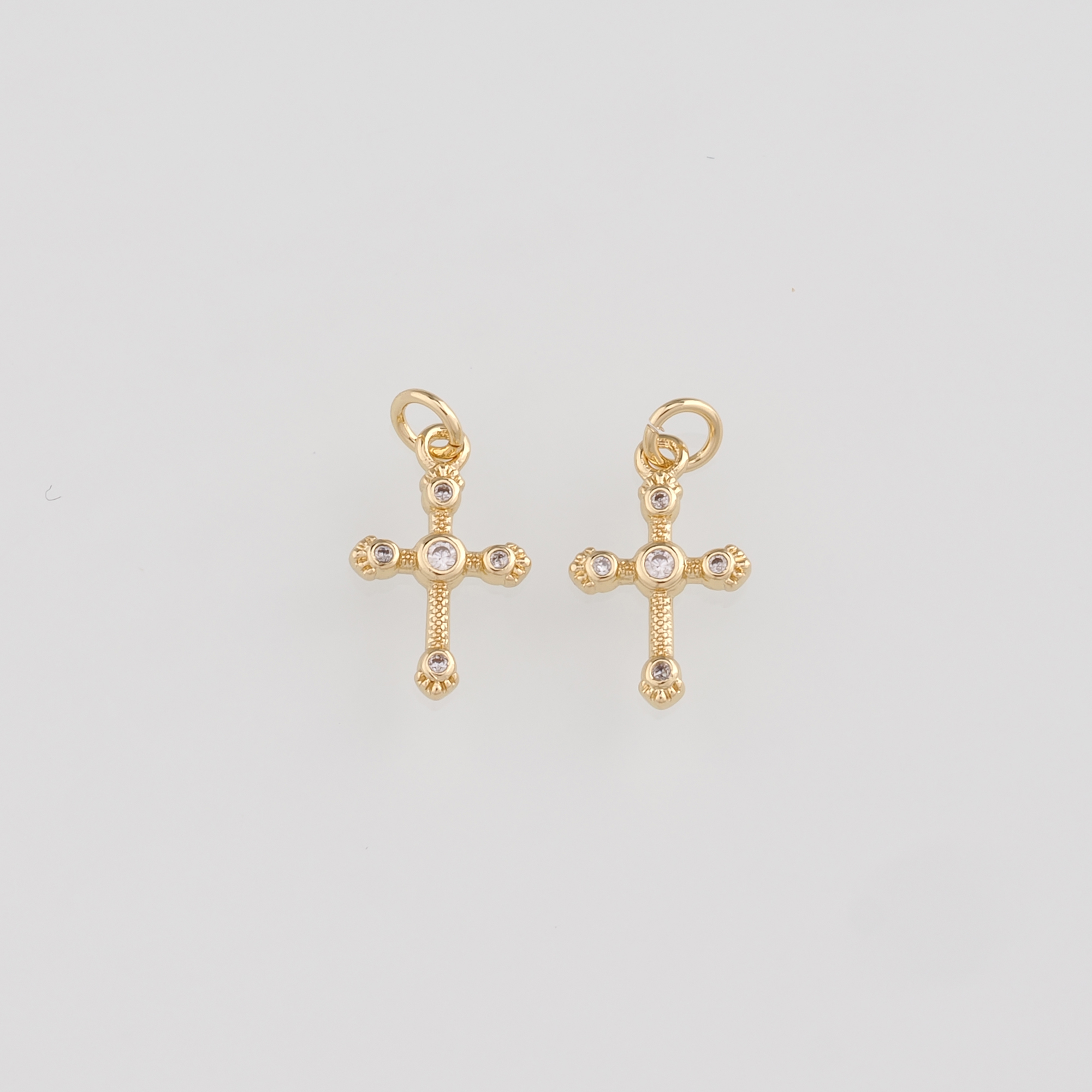 18K Gold Filled Cross Pendant,CZ Micro Pave Cross Charm Earrings Necklace for DIY Jewelry Making Supply