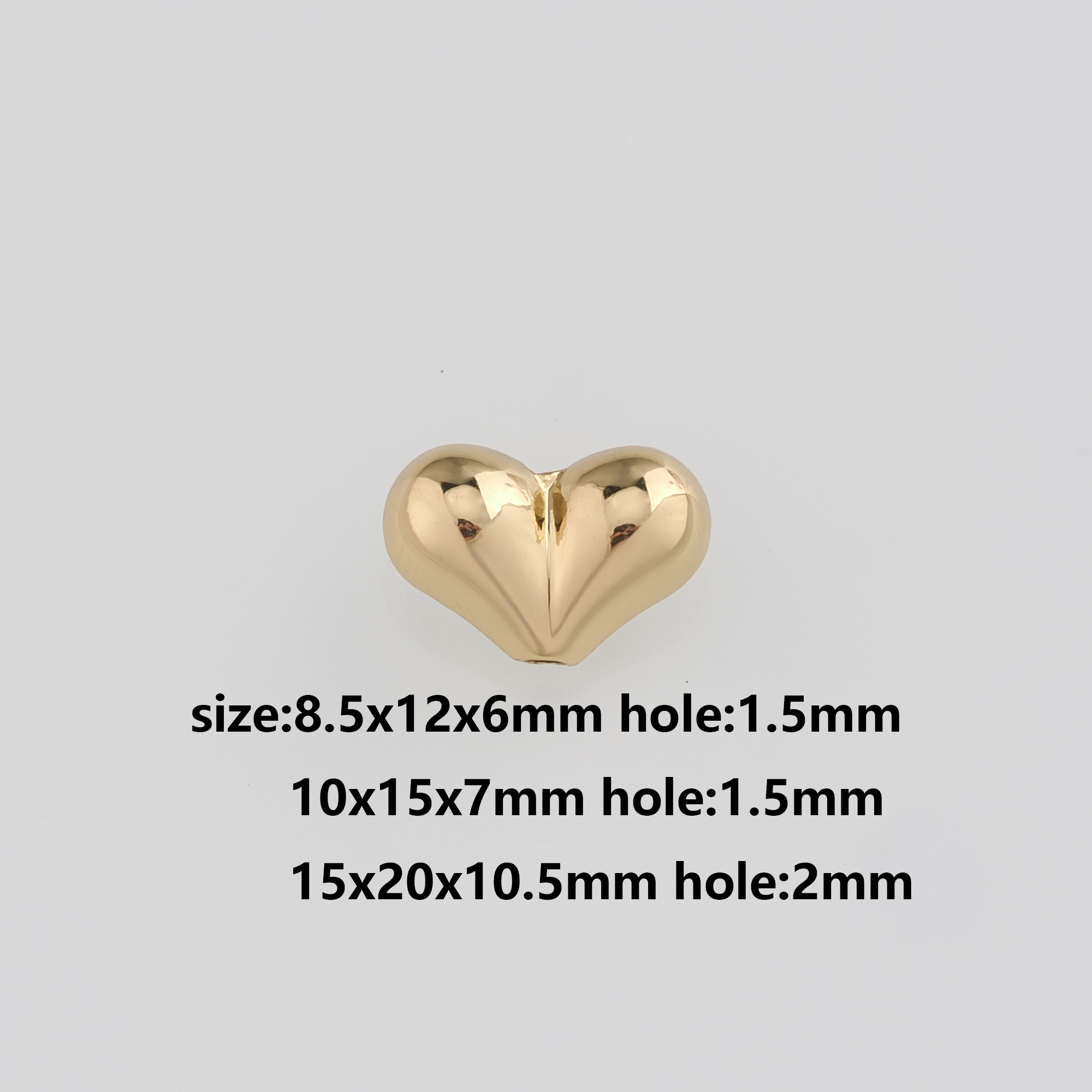 18K Gold Filled Heart Spacer Beads,Heart Bead for Bracelet Jewelry Necklace Making Supply