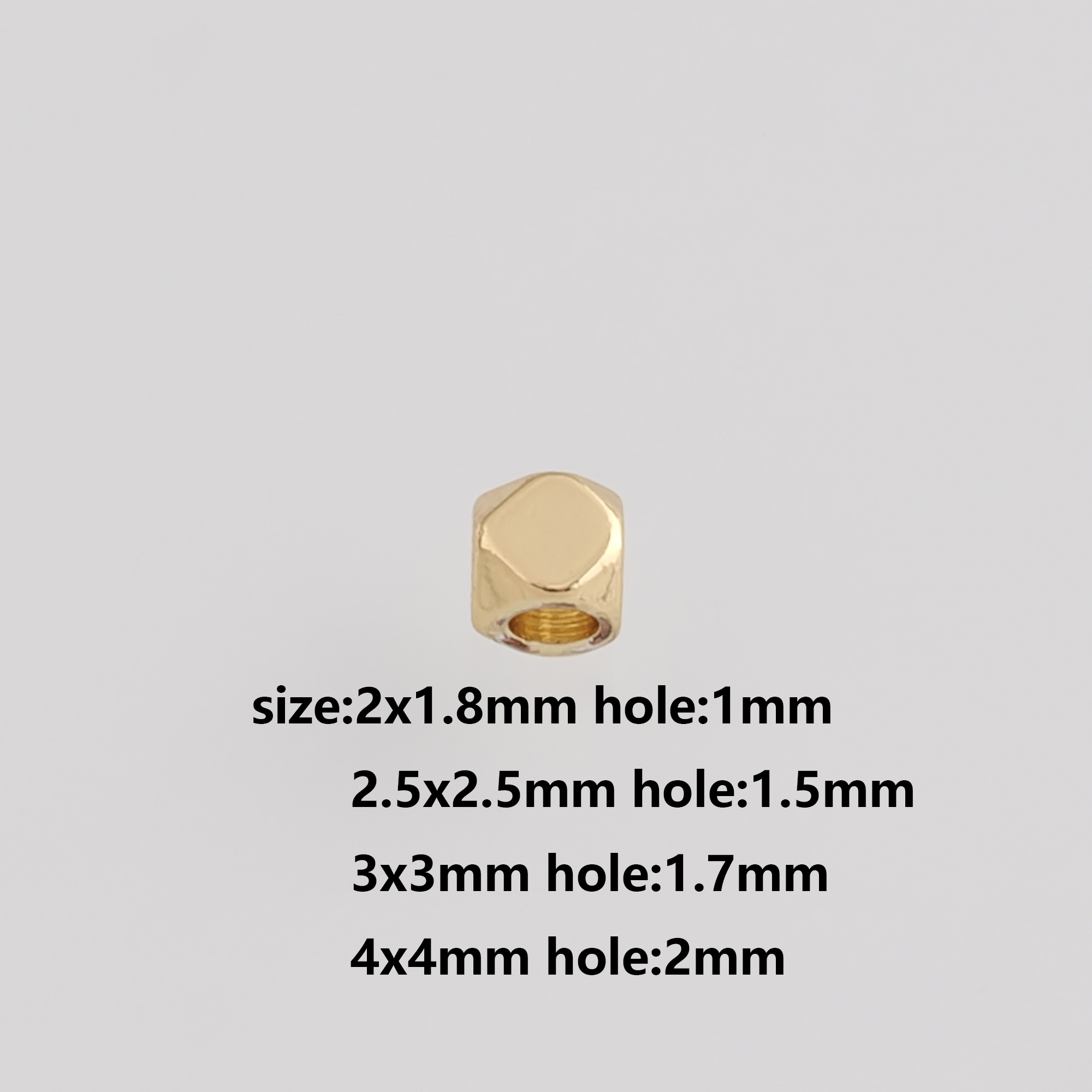 50Pcs 18K Gold Filled Square Spacer Beads,Cube Bead,Dainty Bead  for Bracelet Jewelry Necklace Making Supply