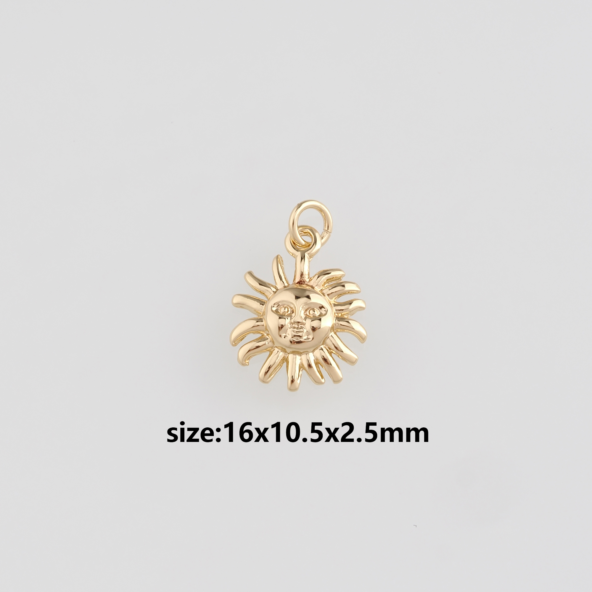 18K Gold Filled Sun Pendant,Celestial Sun Charm Earrings Necklace for DIY Jewelry Making Supply