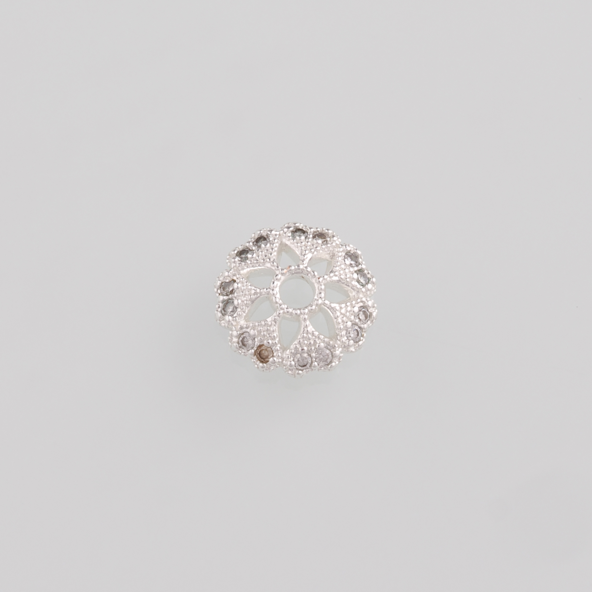 18K Gold Filled Bead Caps,CZ Micro Pave Flower Bead Caps for Bracelet Jewelry Necklace Making Supply