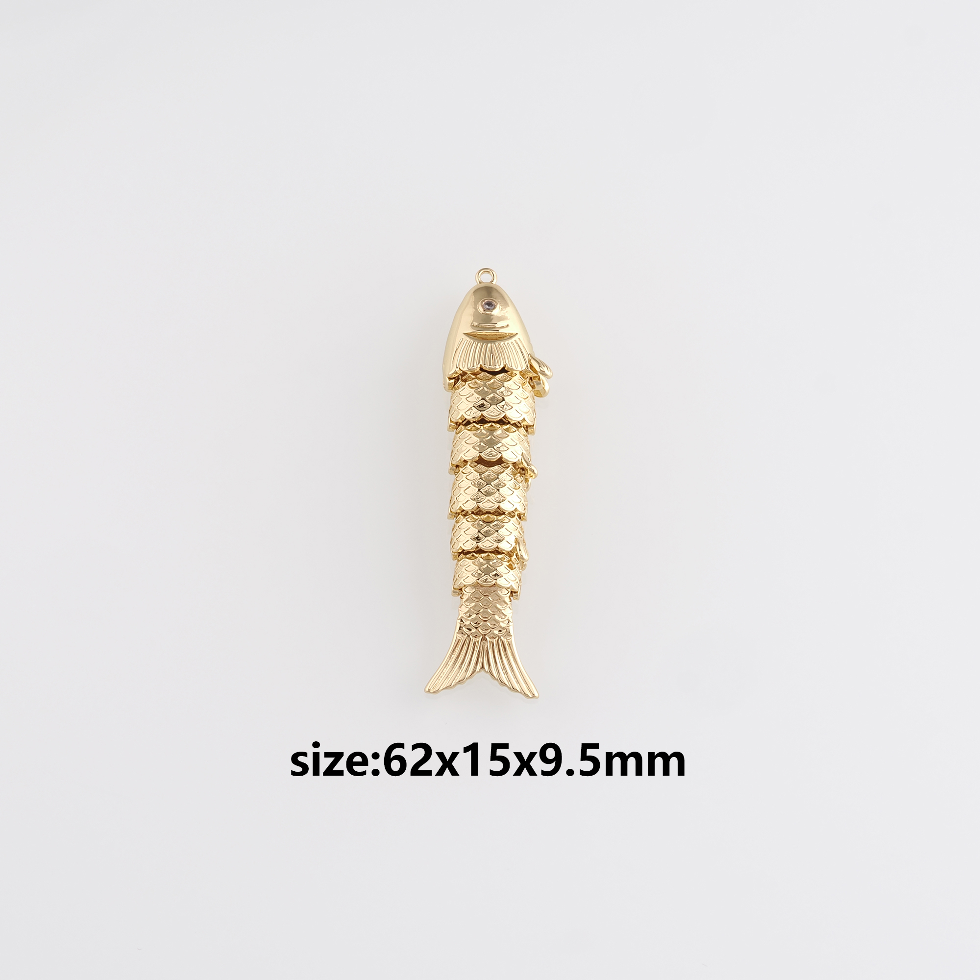 18K Gold Filled Fish Pendant,Ocean Fish Charm Earrings Necklace for DIY Jewelry Making Supply