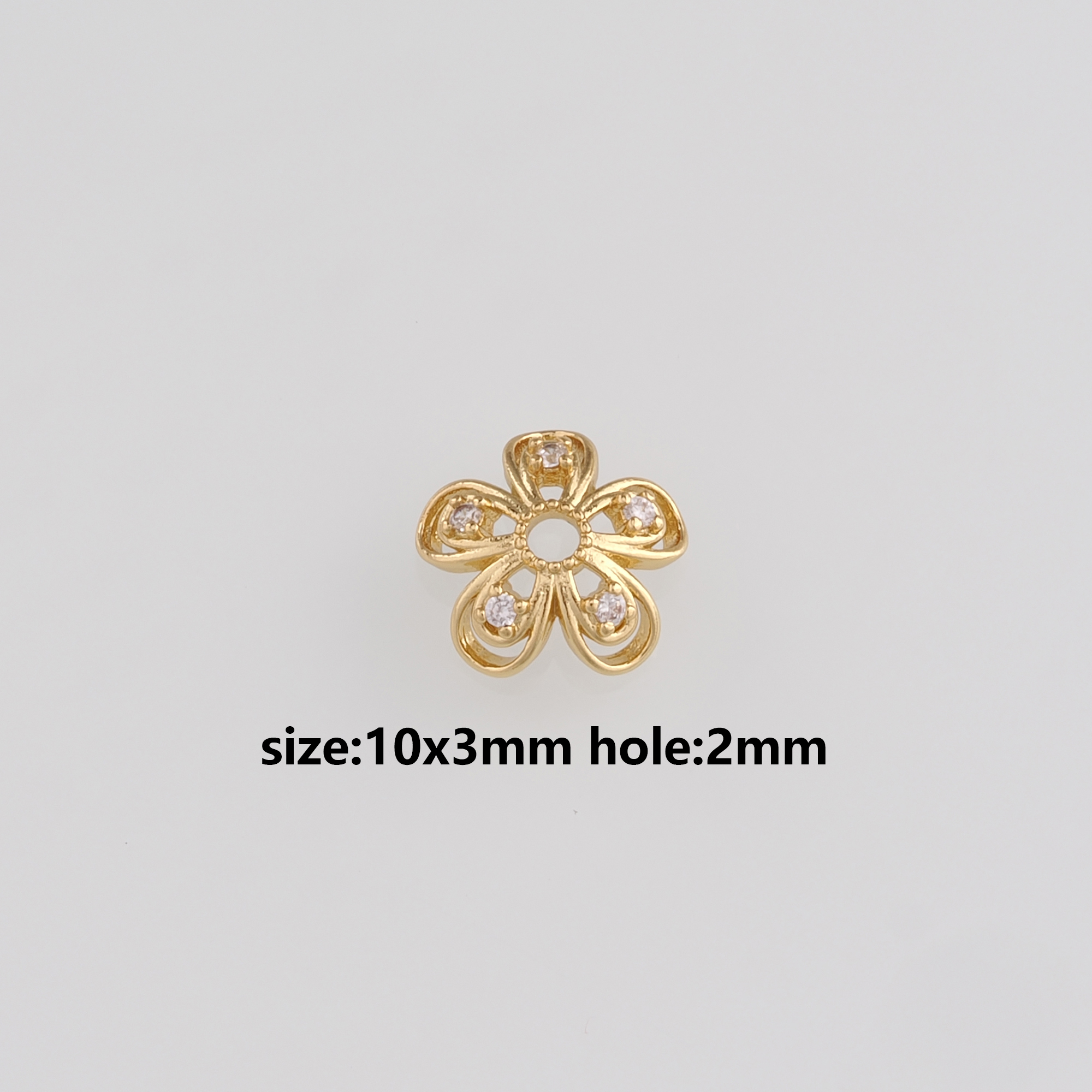 18K Gold Filled Bead Caps,CZ Micro Pave Flower Bead Caps for Bracelet Jewelry Necklace Making Supply