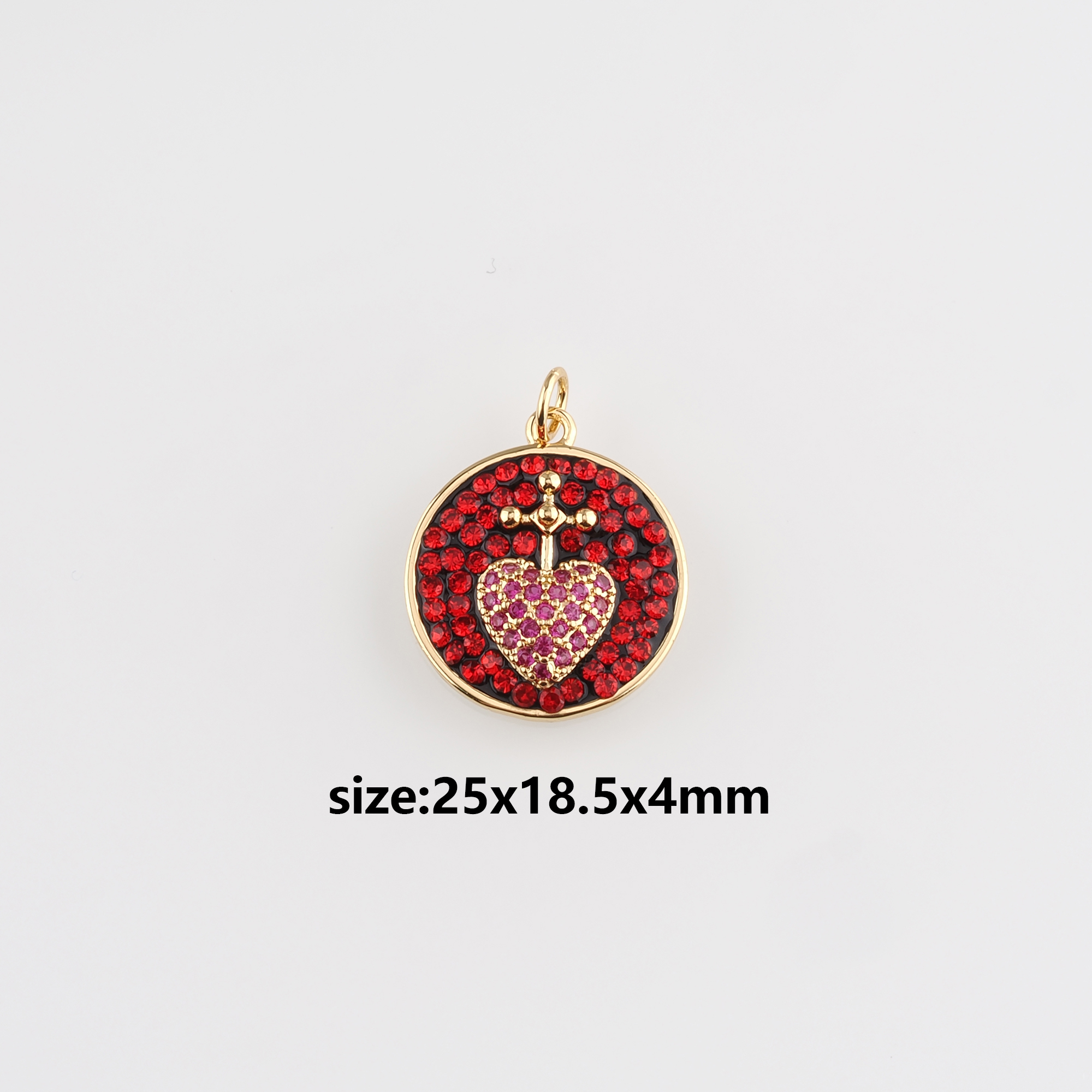 18K Gold Filled Sacred Heart Pendant,CZ Micro Pave Sacred Heart Earrings Necklace for DIY Jewelry Making Supply