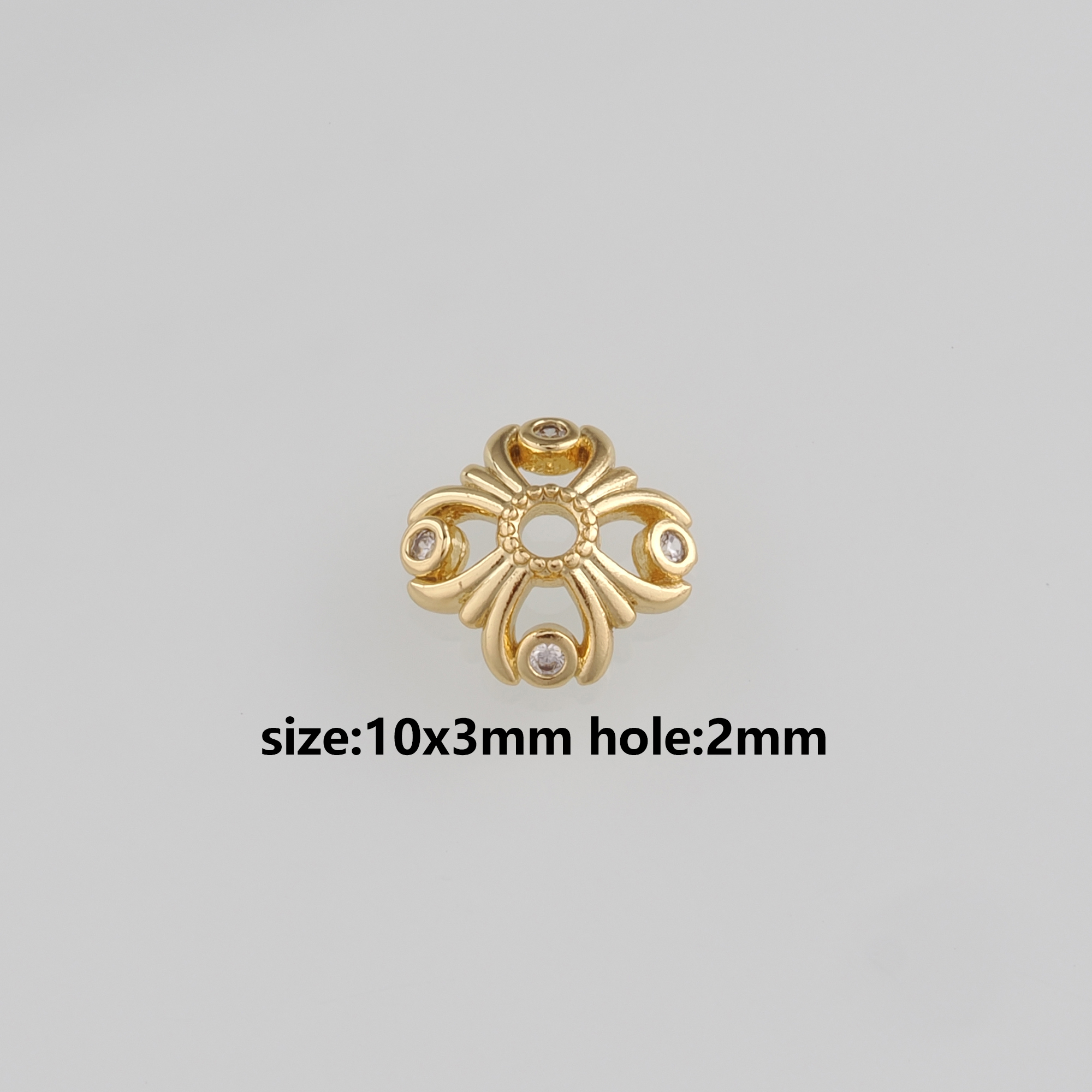 18K Gold Filled Flower Bead Caps,CZ Micro Pave Flower Bead Caps for Bracelet Jewelry Necklace Making Supply