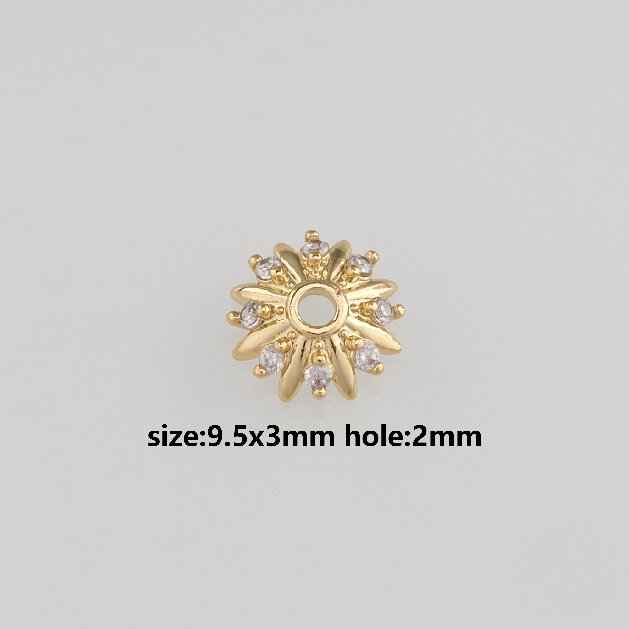 18K Gold Filled Round Bead Caps,CZ Micro Pave Bead Caps for Bracelet Jewelry Necklace Making Supply