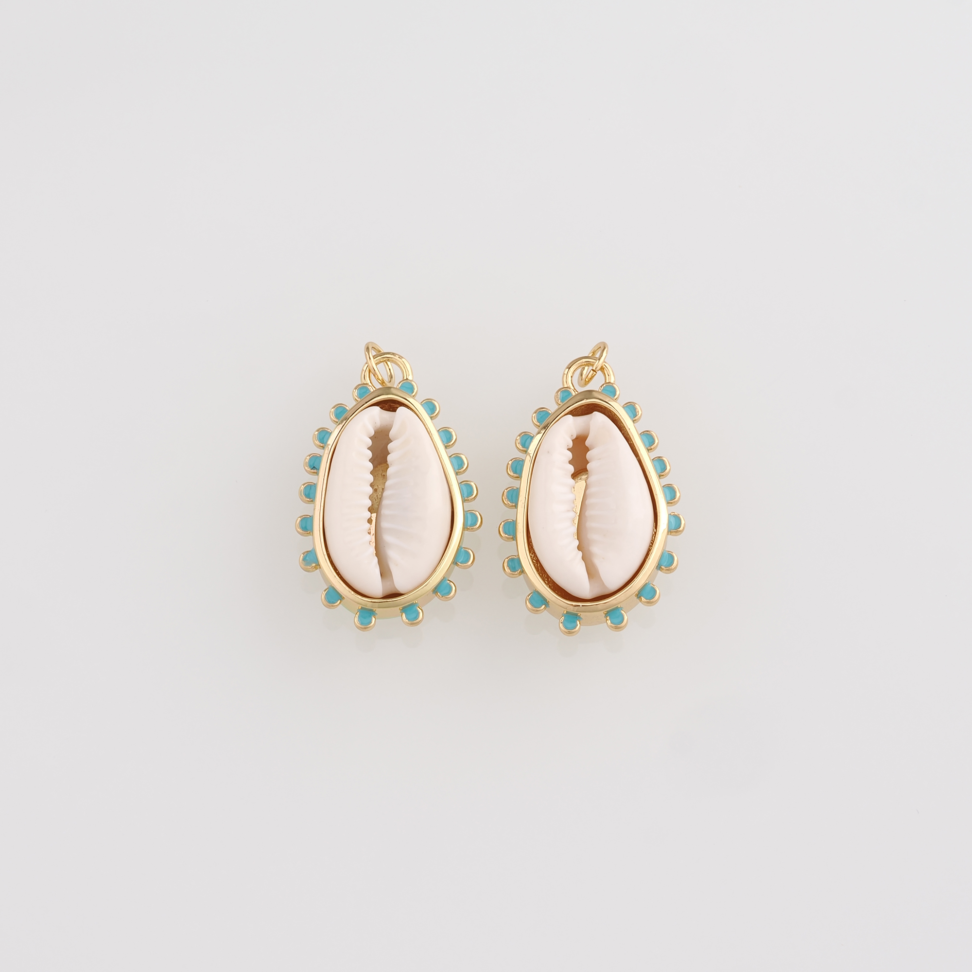 18K Gold Filled Cowrie Shell Pendant,Shell Charm Earrings Necklace for DIY Jewelry Making Supply