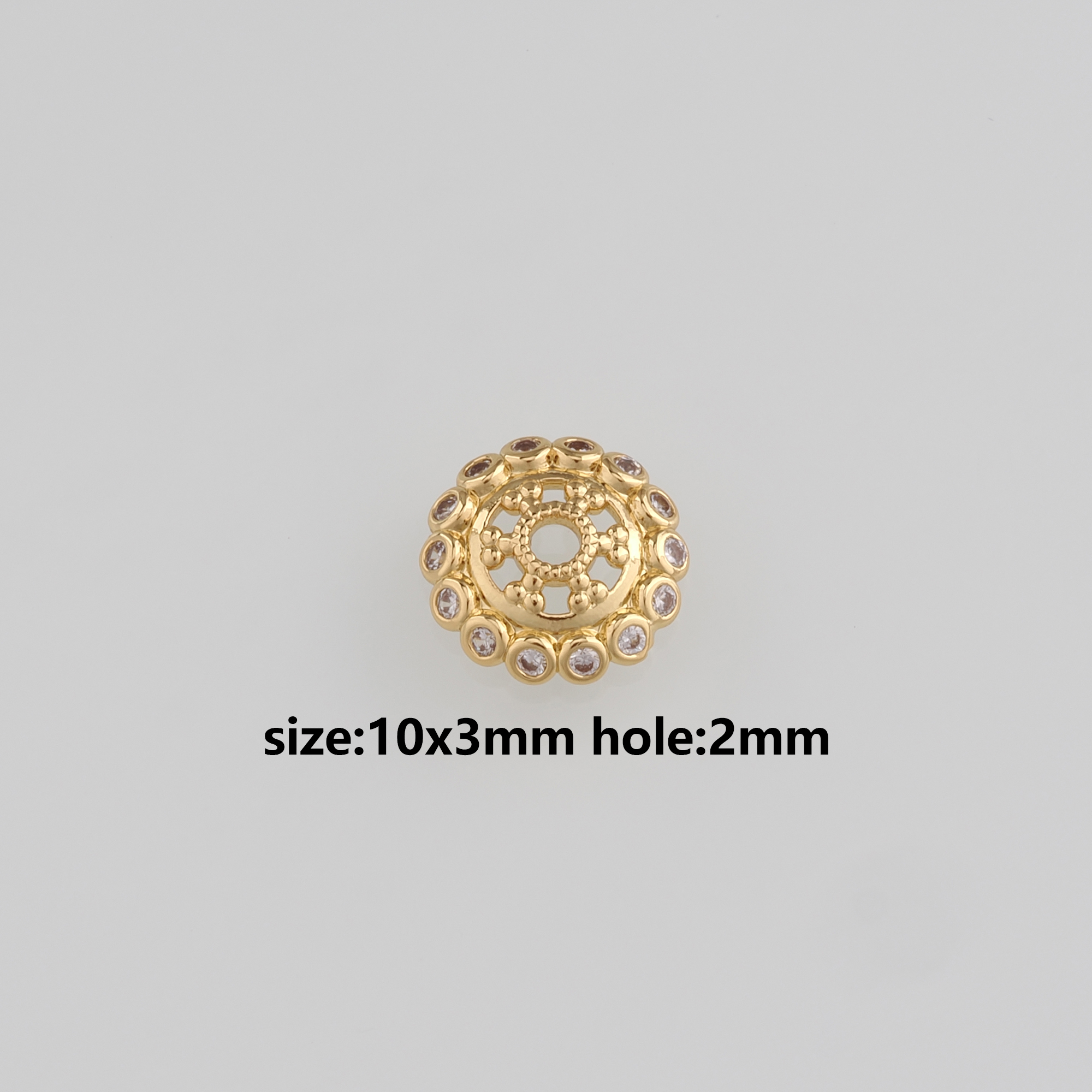 18K Gold Filled Round Bead Caps,CZ Micro Pave Bead Caps for Bracelet Jewelry Necklace Making Supply