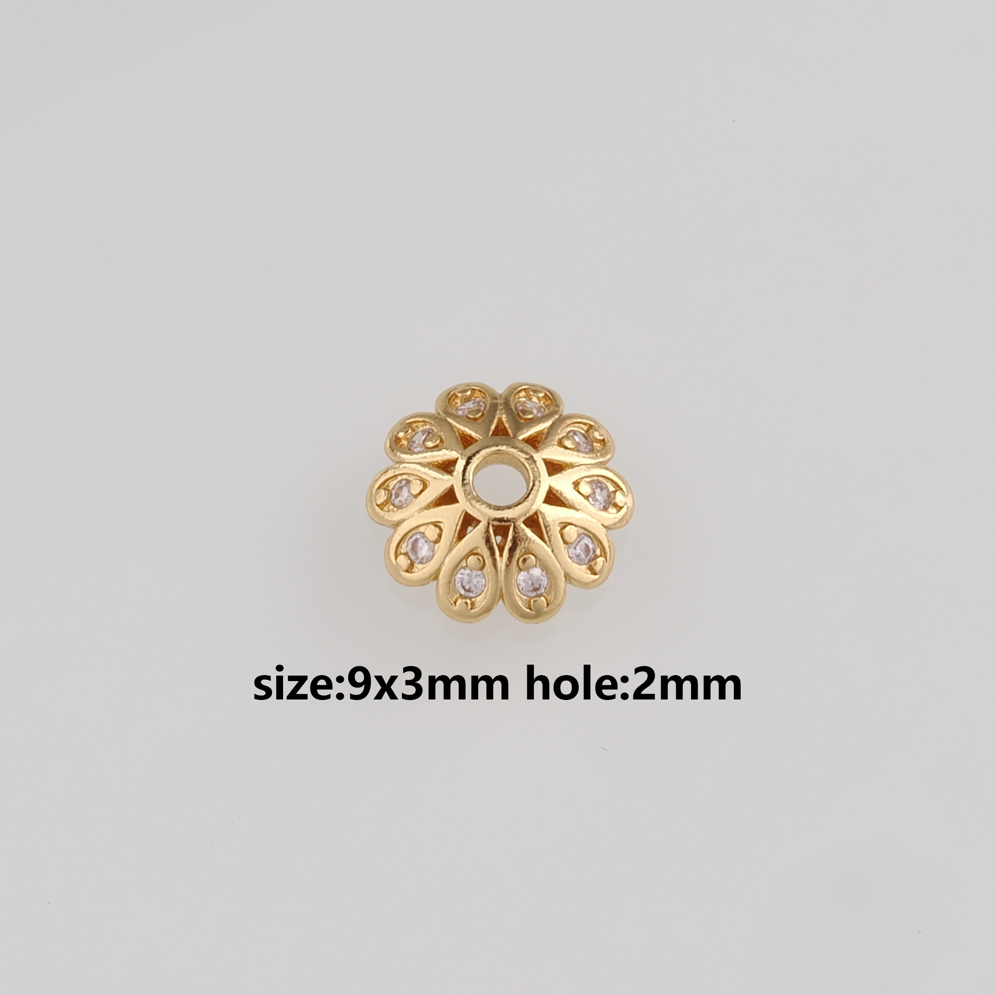 18K Gold Filled Flower Bead Caps,CZ Micro Pave Flower Bead Caps for Bracelet Jewelry Necklace Making Supply
