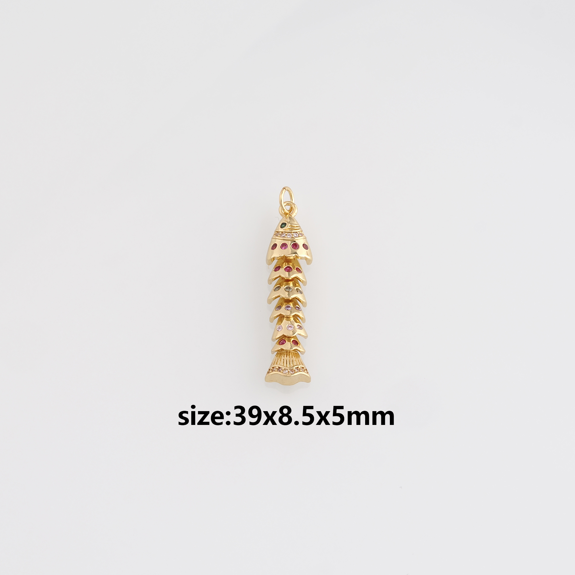 18K Gold Filled Fish Pendant,CZ Micro Pave Ocean Fish Charm Earrings Necklace for DIY Jewelry Making Supply