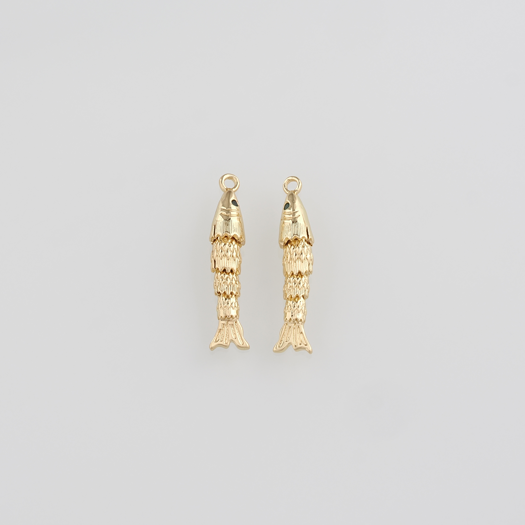 18K Gold Filled Fish Pendant,Ocean Fish Charm Earrings Necklace for DIY Jewelry Making Supply