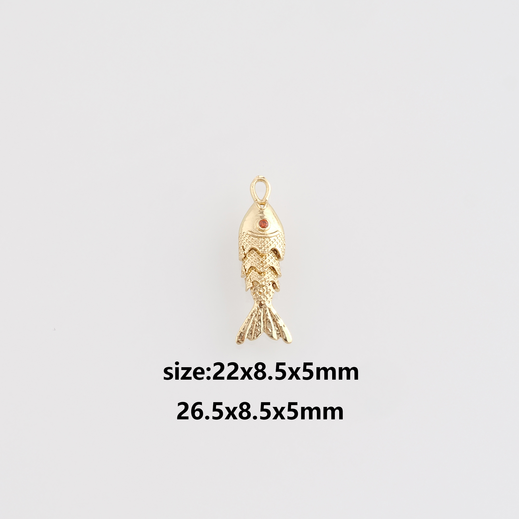 18K Gold Filled Fish Pendant,Ocean Fish Charm Earrings Necklace for DIY Jewelry Making Supply