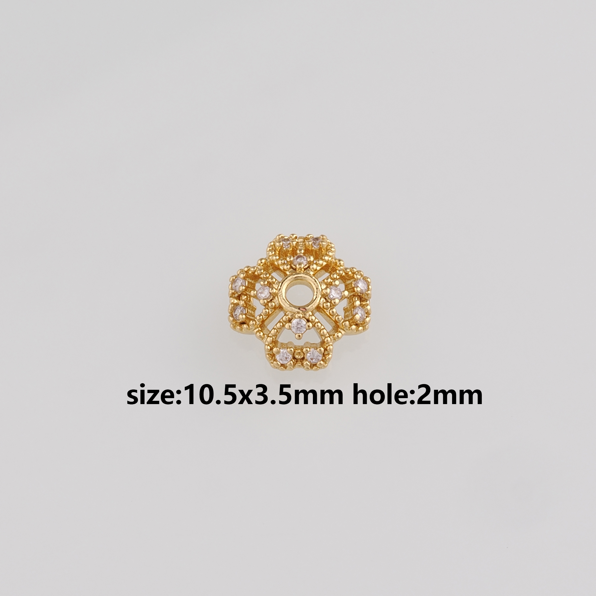 18K Gold Filled Bead Caps,CZ Micro Pave Flower Bead Caps for Bracelet Jewelry Necklace Making Supply