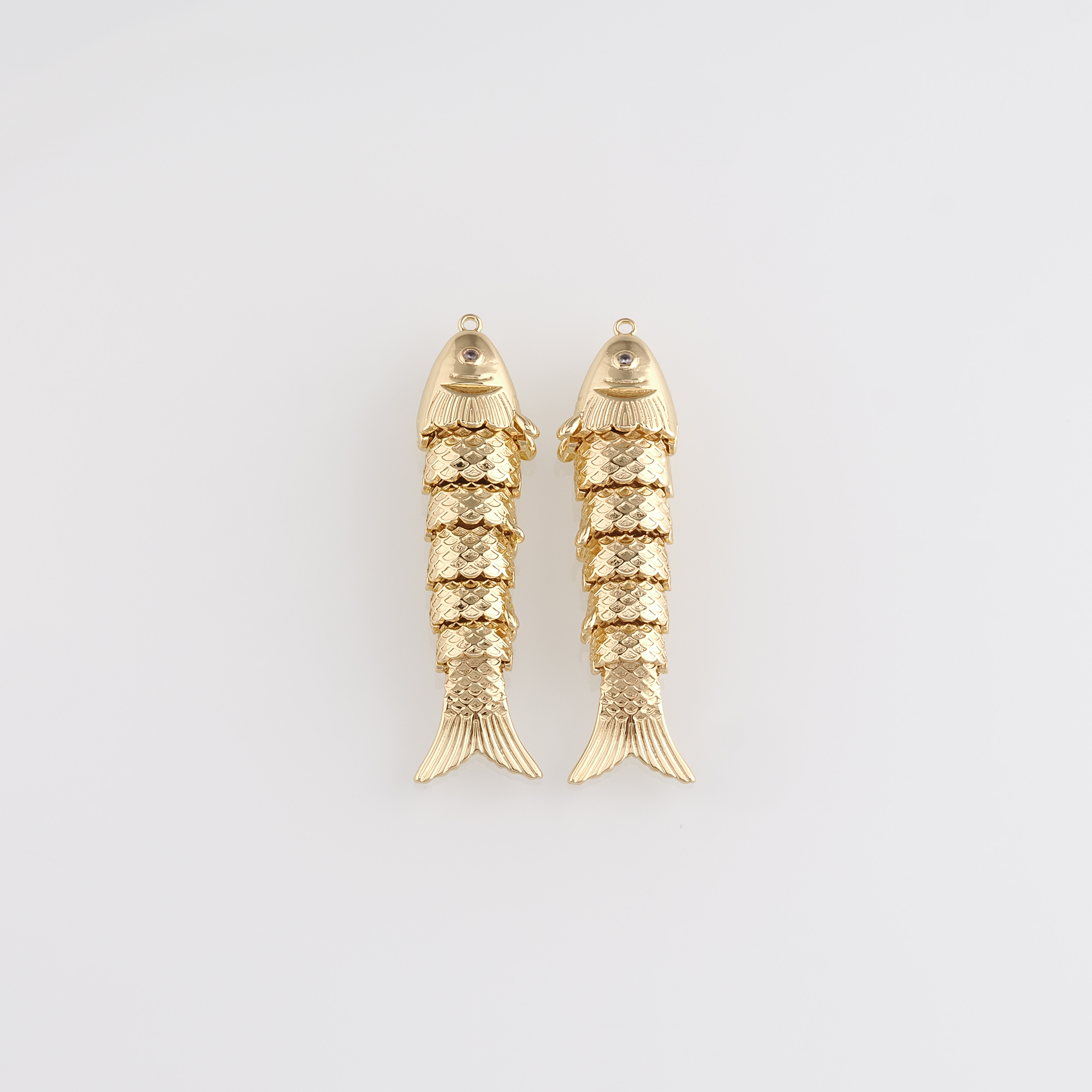 18K Gold Filled Fish Pendant,Ocean Fish Charm Earrings Necklace for DIY Jewelry Making Supply