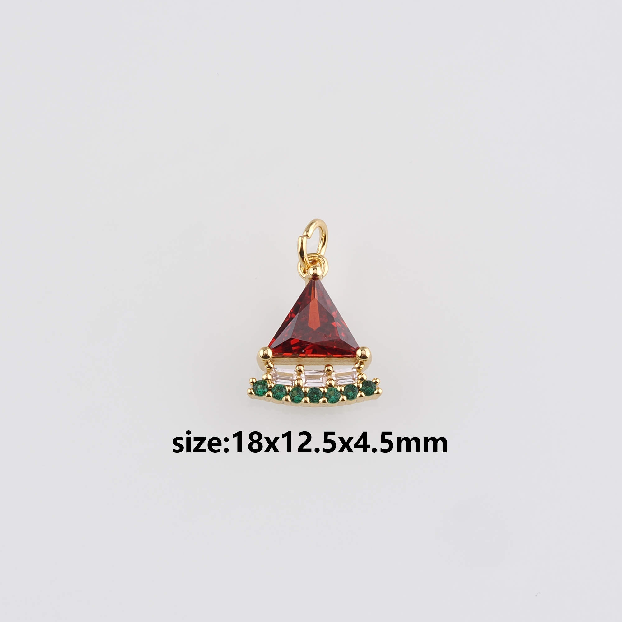 18K Gold Filled Watermelon Pendant,CZ Micro Pave Fruit Charm Earrings Necklace for DIY Jewelry Making Supply