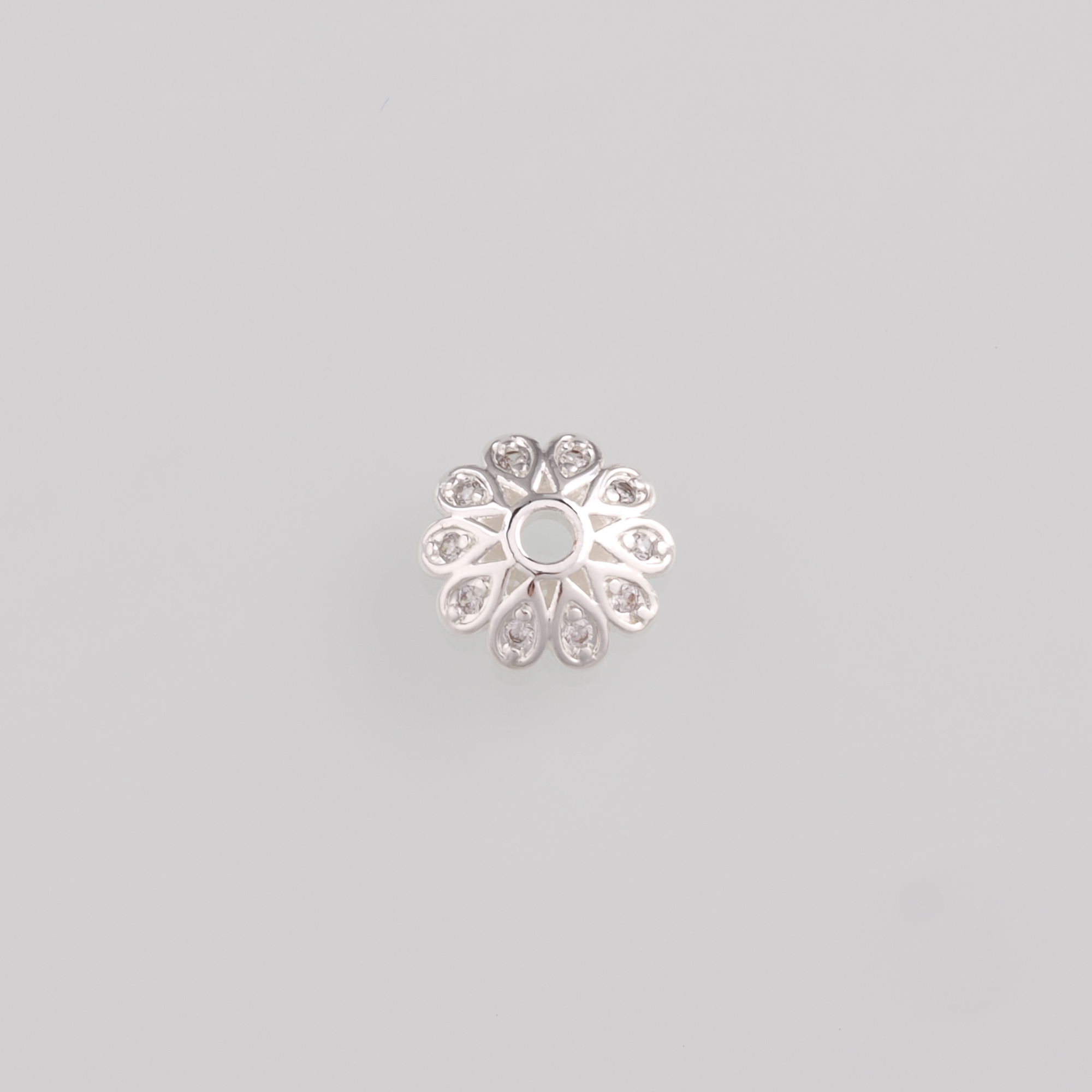 18K Gold Filled Flower Bead Caps,CZ Micro Pave Flower Bead Caps for Bracelet Jewelry Necklace Making Supply