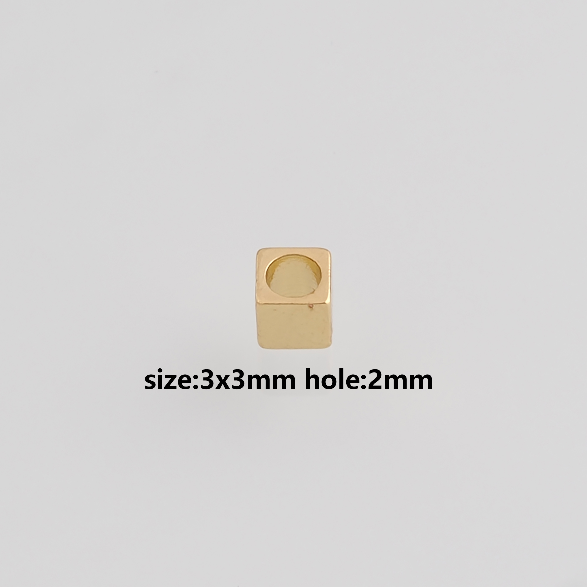 50Pcs 18K Gold Filled Square Spacer Beads,Cube Bead,Dainty Bead for Bracelet Jewelry Necklace Making Supply