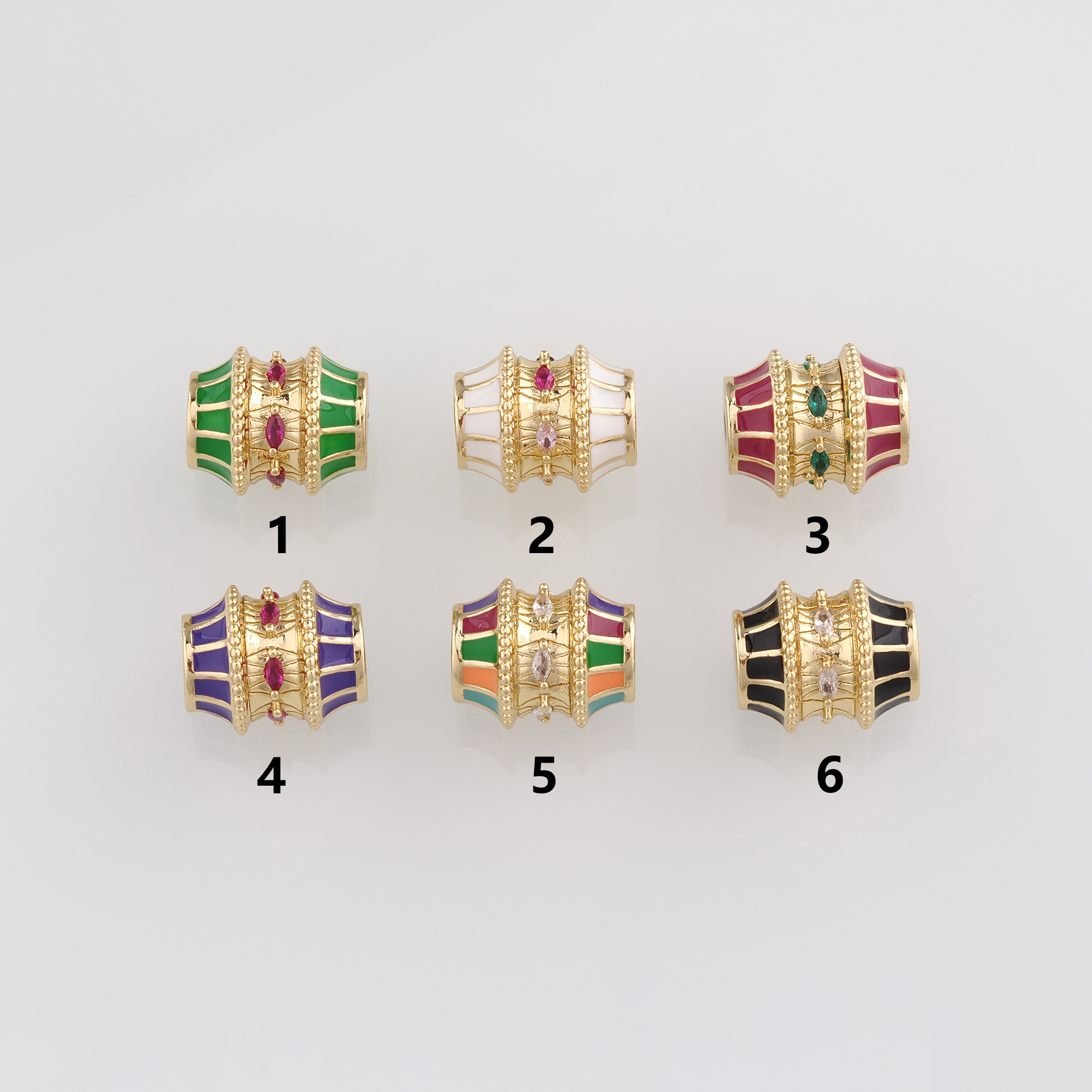 18K Gold Filled Barrel Spacer Beads,Enamel Barrel Beads for Bracelet Jewelry Necklace Making Supply