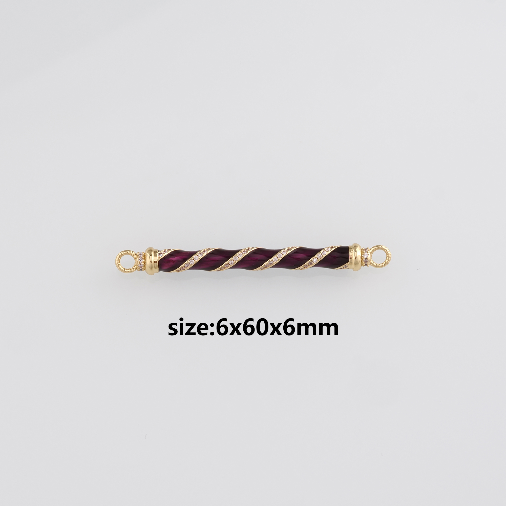 18K Gold Filled Stick Connector,Enamel Twist Charm Necklace Bracelet for DIY Jewelry Making Supply