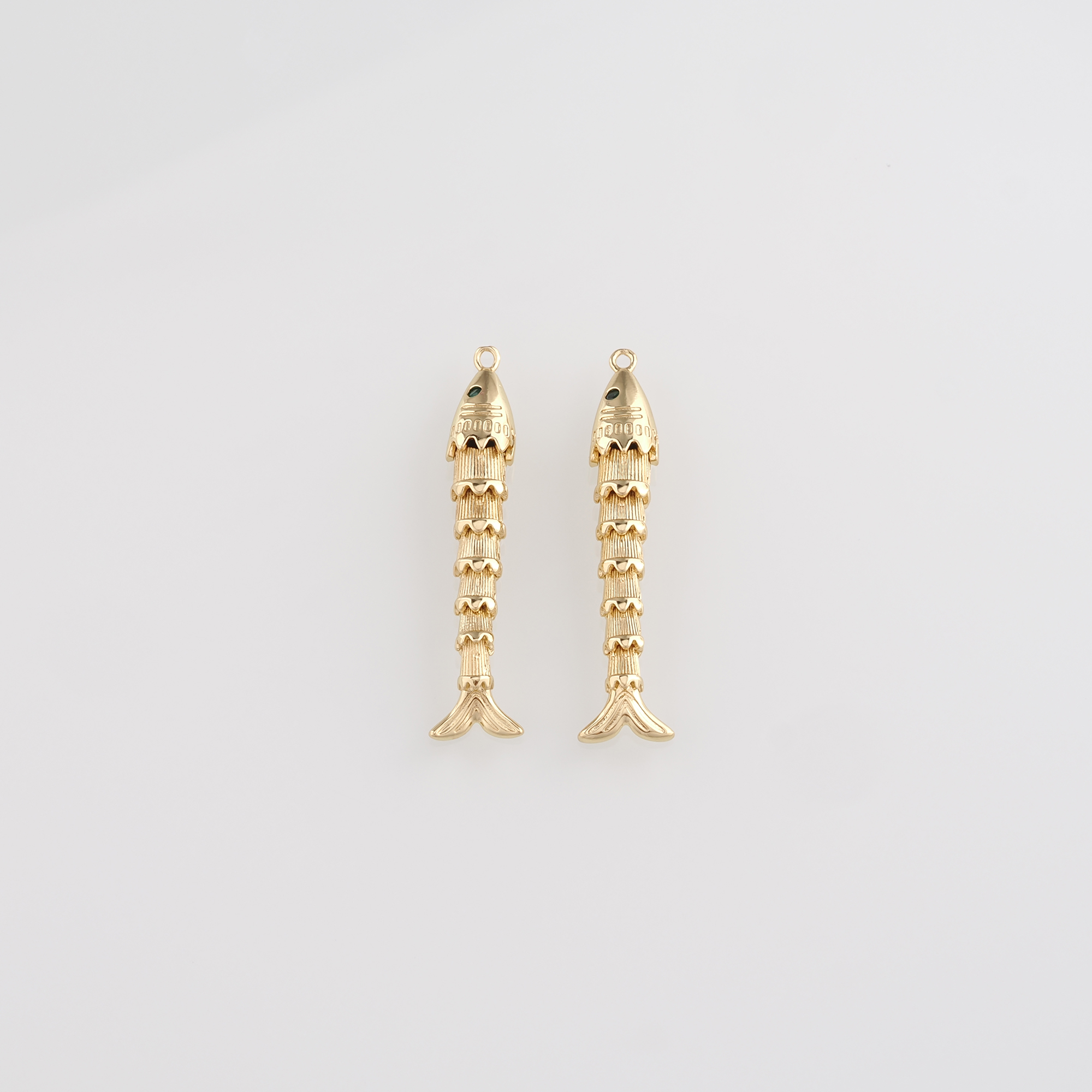 18K Gold Filled Fish Pendant,Ocean Fish Charm Earrings Necklace for DIY Jewelry Making Supply