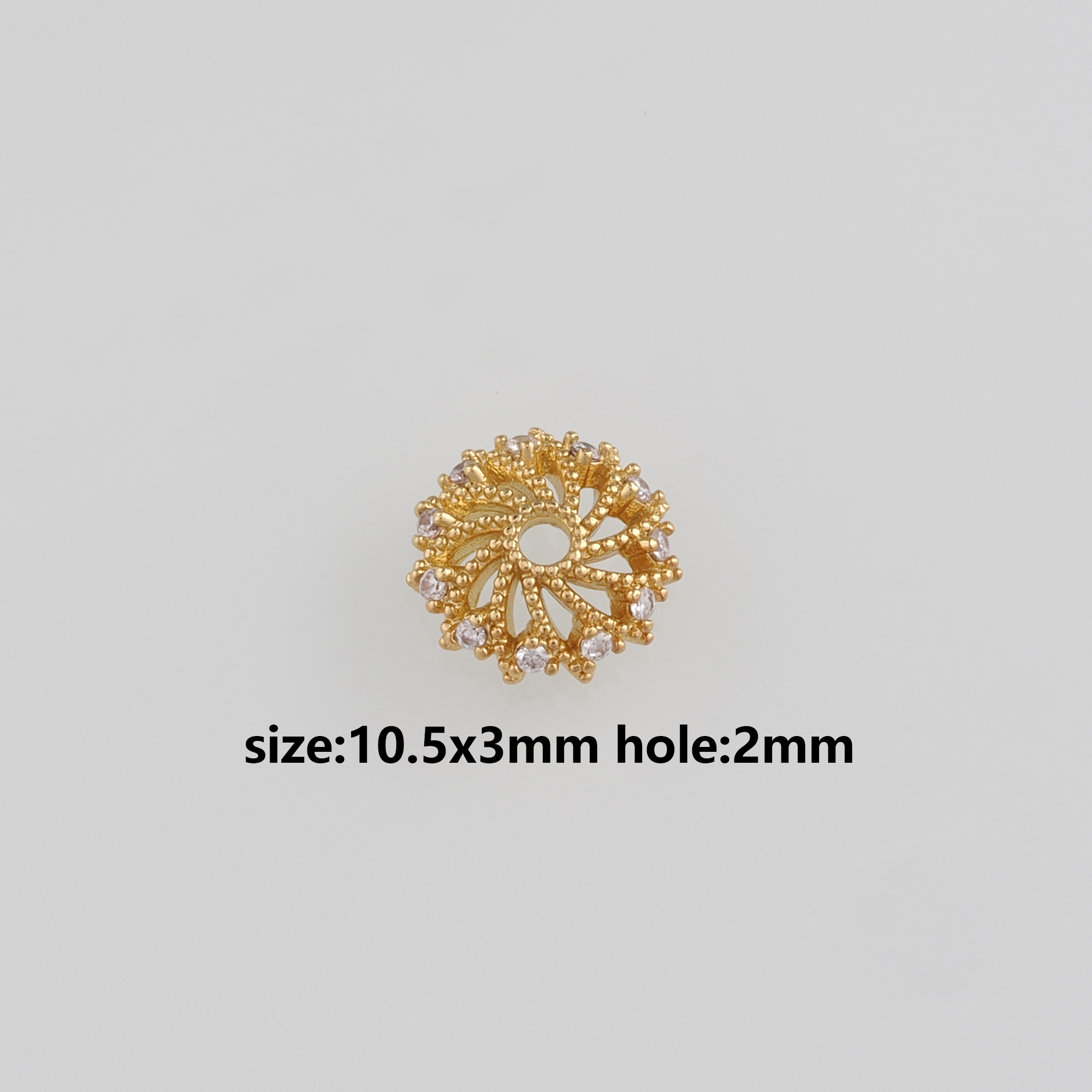 18K Gold Filled Round Bead Caps,CZ Micro Pave Bead Caps for Bracelet Jewelry Necklace Making Supply
