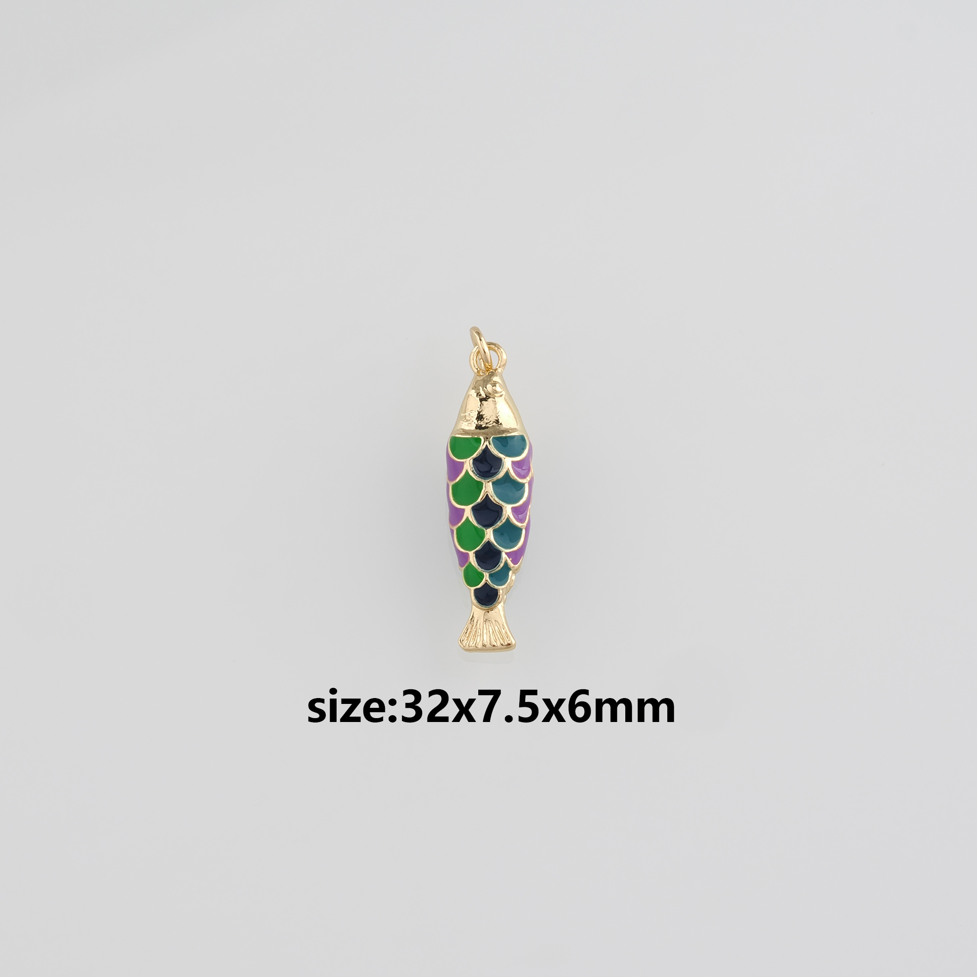 18K Gold Filled Fish Pendant,Enamel Fish Charm Earrings Necklace for DIY Jewelry Making Supply