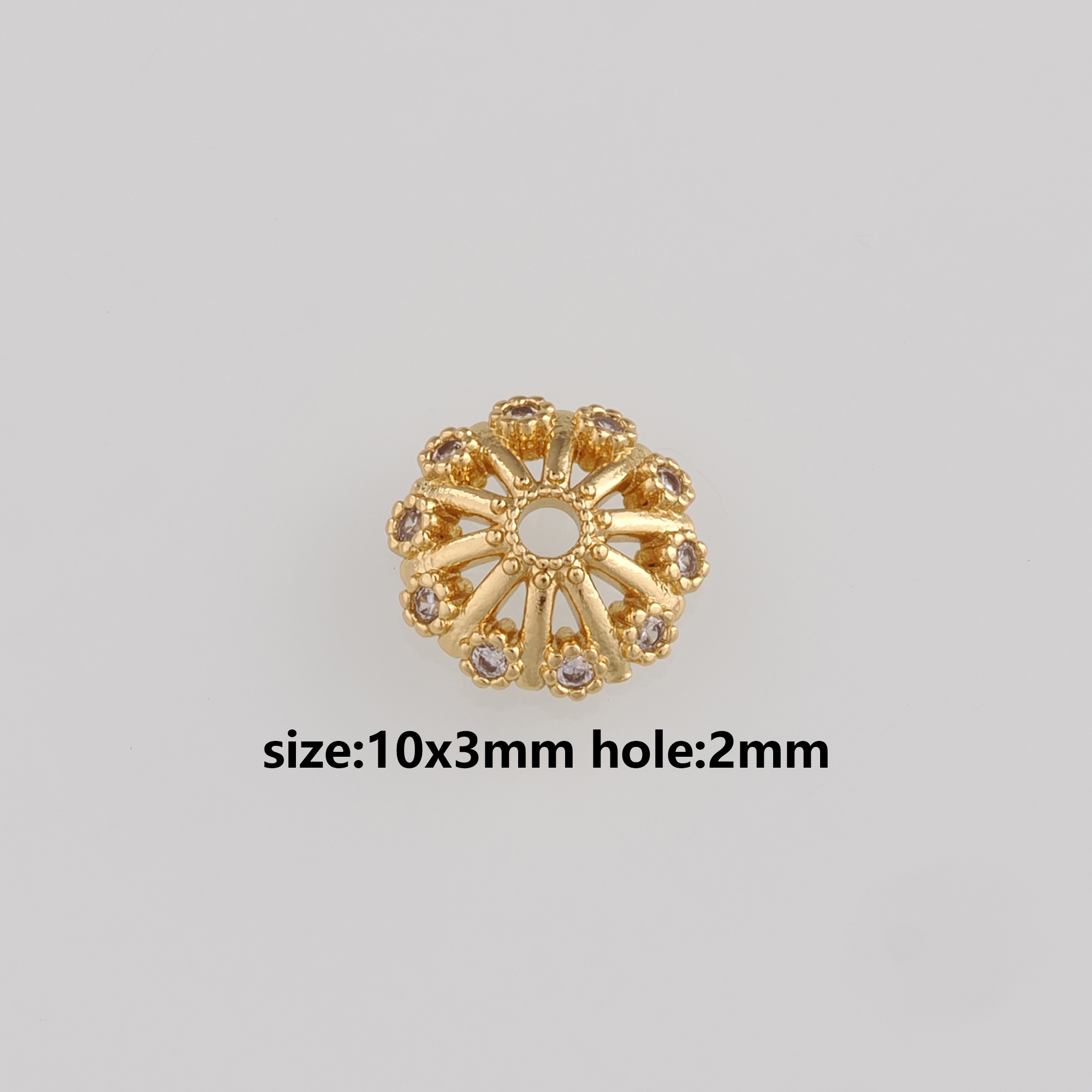 18K Gold Filled Round Bead Caps,CZ Micro Pave Bead Caps for Bracelet Jewelry Necklace Making Supply