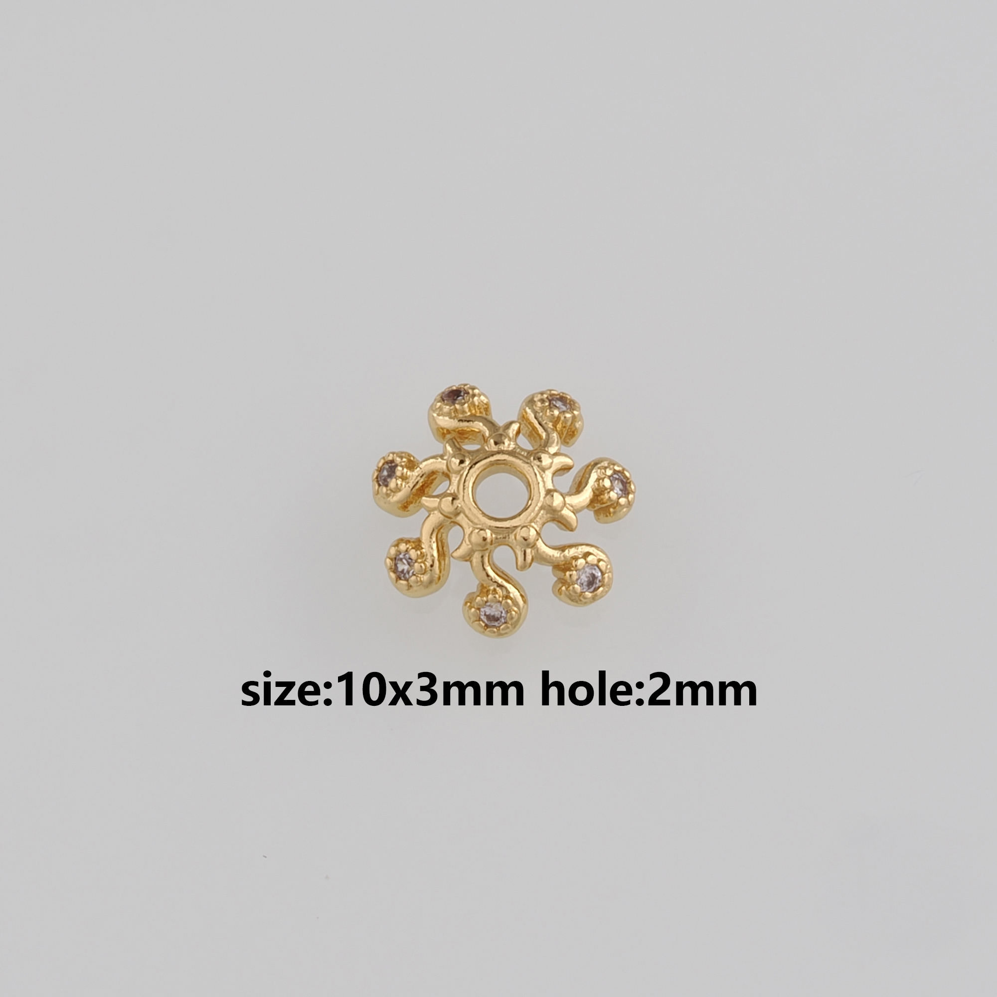 18K Gold Filled Flower Bead Caps,CZ Micro Pave Flower Bead Caps for Bracelet Jewelry Necklace Making Supply