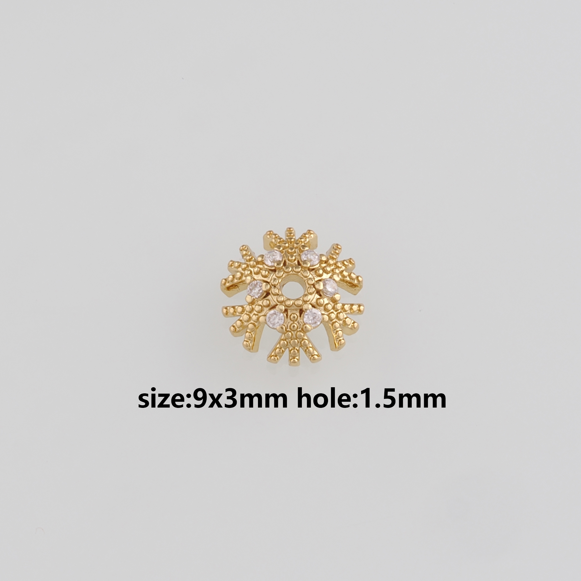 18K Gold Filled Snowflake Bead Caps,CZ Micro Pave Bead Caps for Bracelet Jewelry Necklace Making Supply