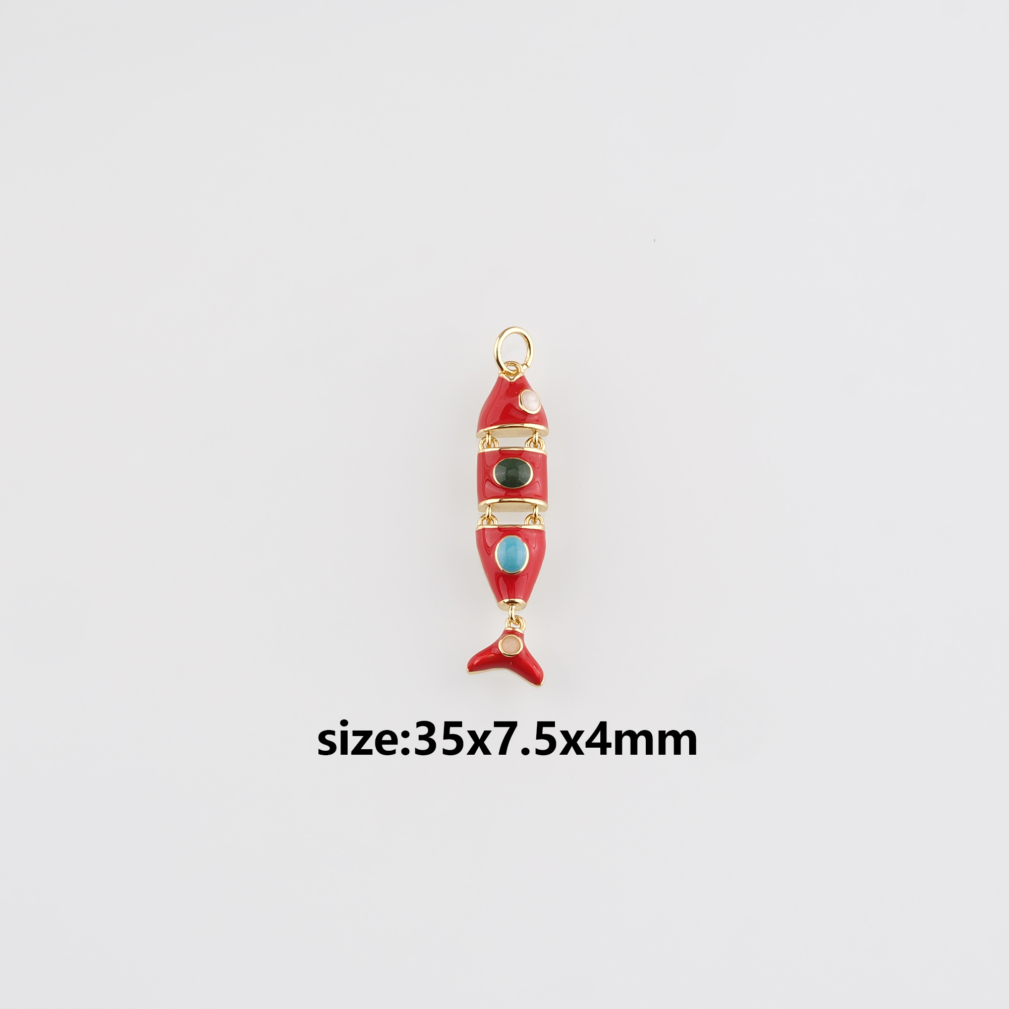 18K Gold Filled Fish Pendant,Enamel Ocean Fish Charm Earrings Necklace for DIY Jewelry Making Supply