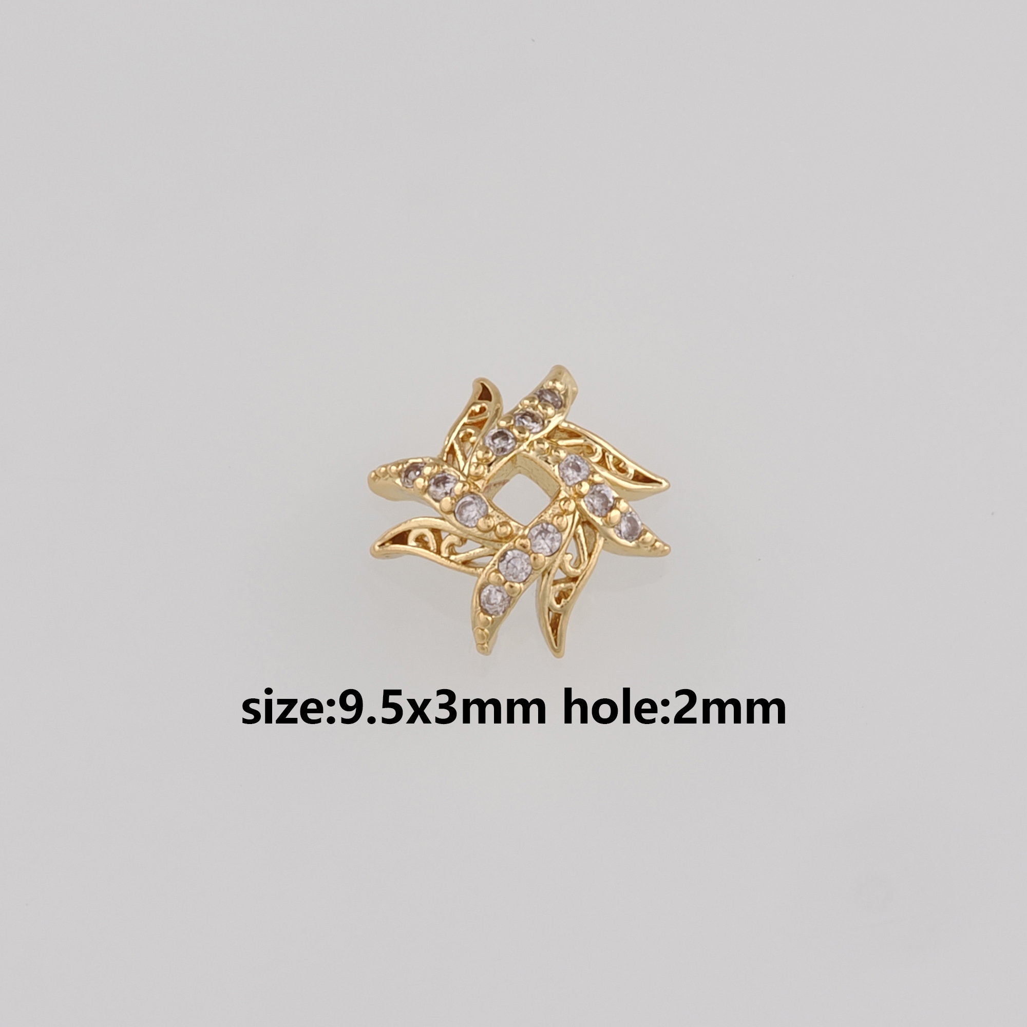 18K Gold Filled Bead Caps,CZ Micro Pave Flower Bead Caps for Bracelet Jewelry Necklace Making Supply