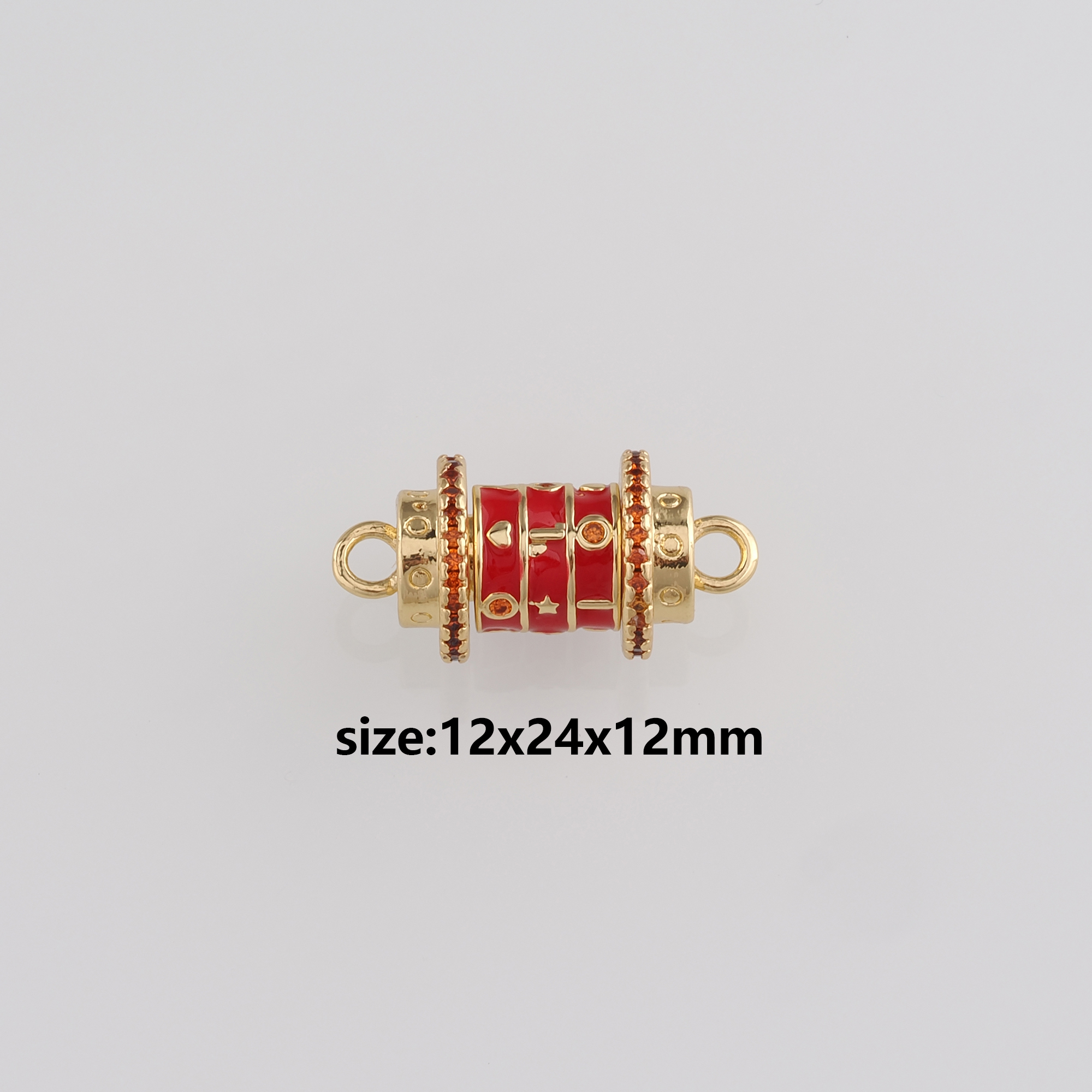 18K Gold Filled Cylinder Connector,Enamel Cylinder Charm Necklace Bracelet for DIY Jewelry Making Supply