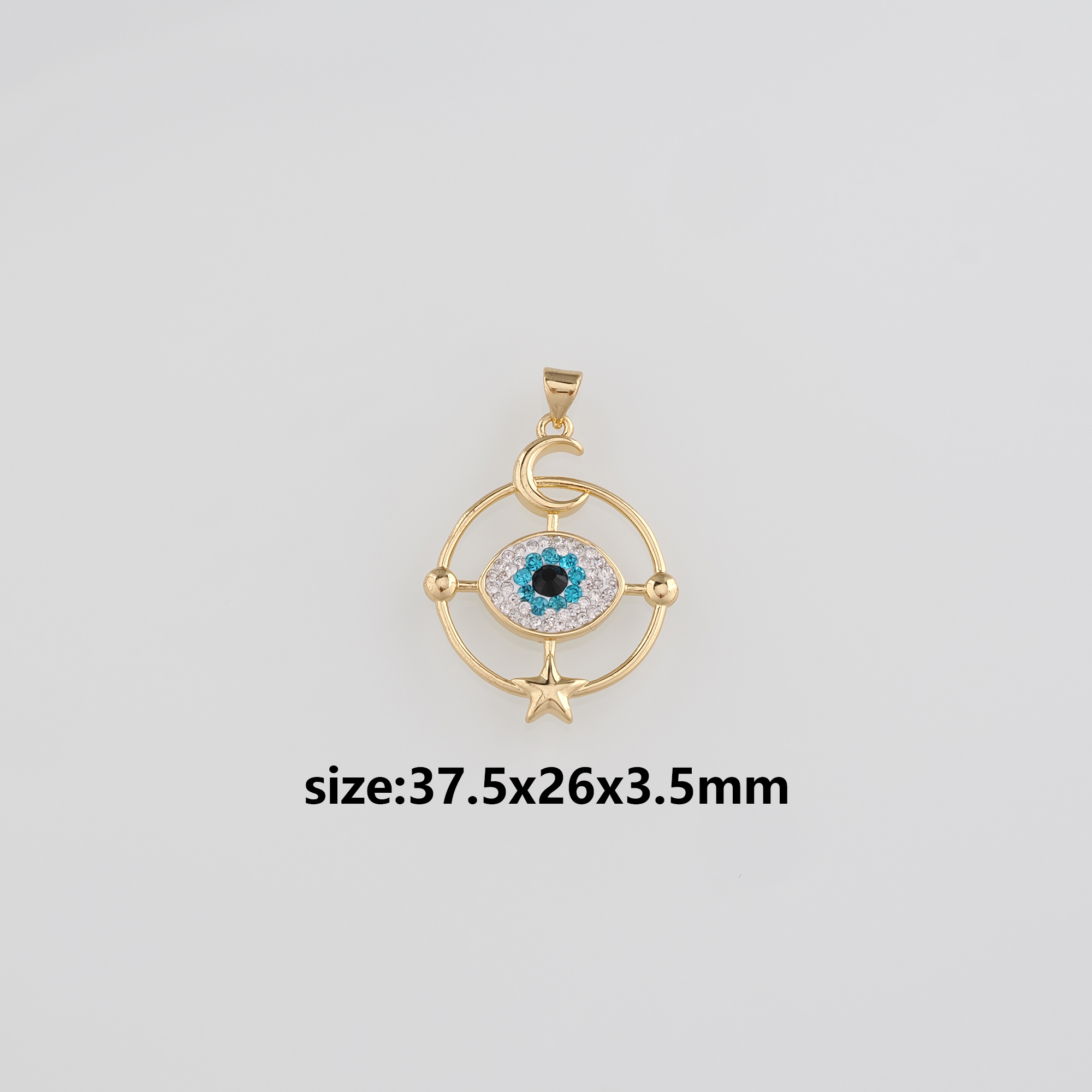 18K Gold Filled Evil Eye Pendant,CZ Micro Pave Evil Eye Charm Earrings Necklace for DIY Jewelry Making Supply