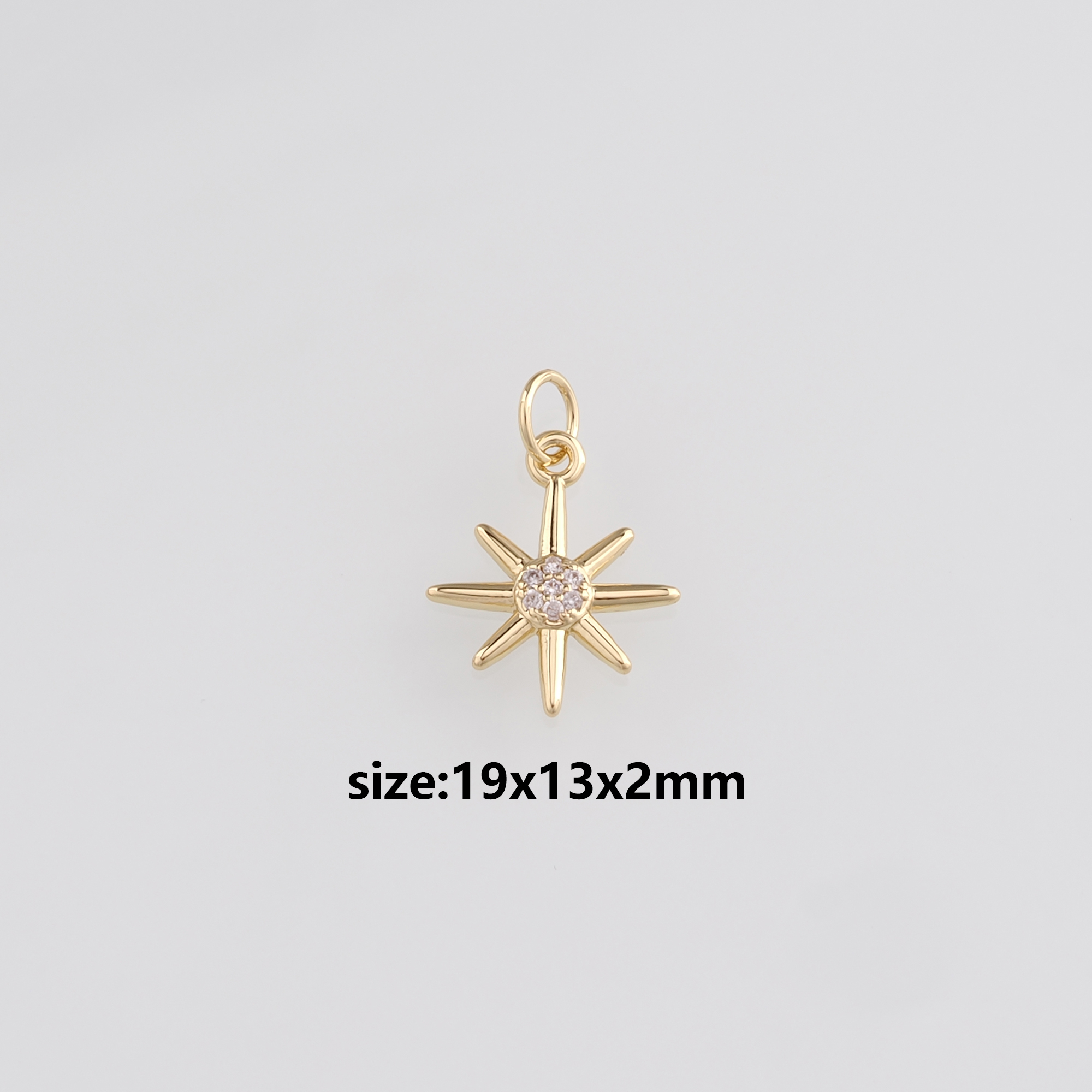 18K Gold Filled North Star Pendant,CZ Micro Pave Celestial Charm Earrings Necklace for DIY Jewelry Making Supply