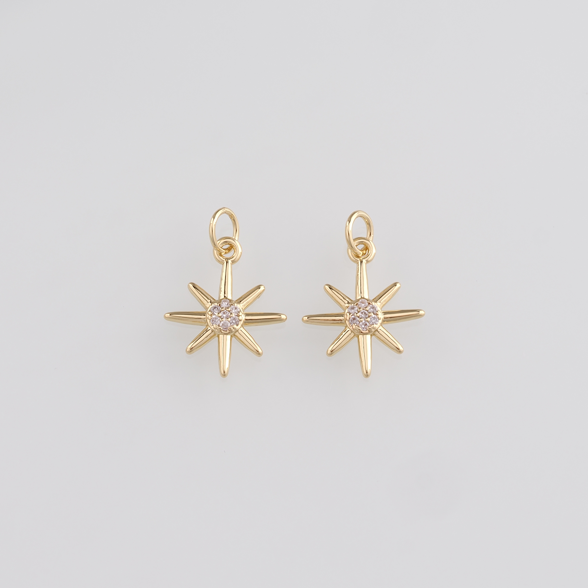 18K Gold Filled North Star Pendant,CZ Micro Pave Celestial Charm Earrings Necklace for DIY Jewelry Making Supply