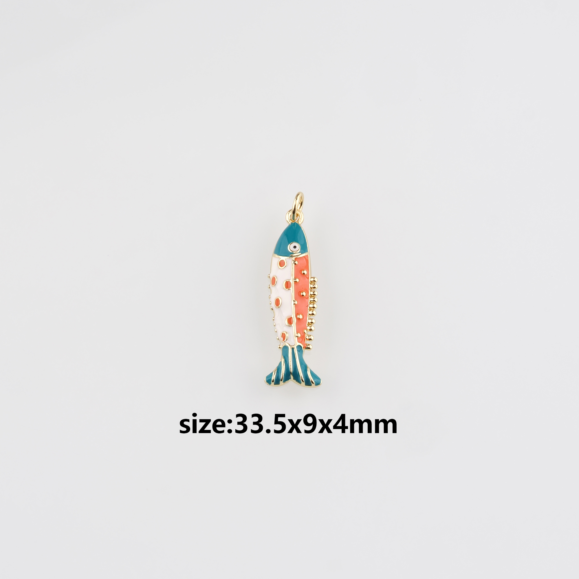 18K Gold Filled Fish Pendant,Enamel Fish Charm Earrings Necklace for DIY Jewelry Making Supply