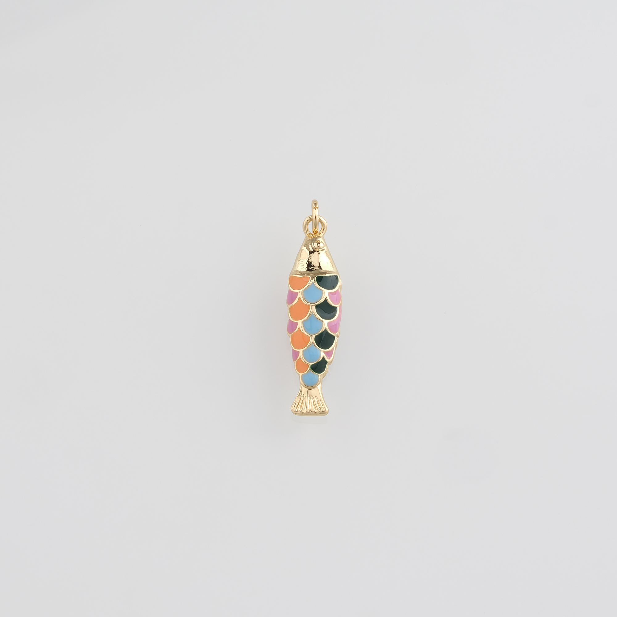 18K Gold Filled Fish Pendant,Enamel Fish Charm Earrings Necklace for DIY Jewelry Making Supply