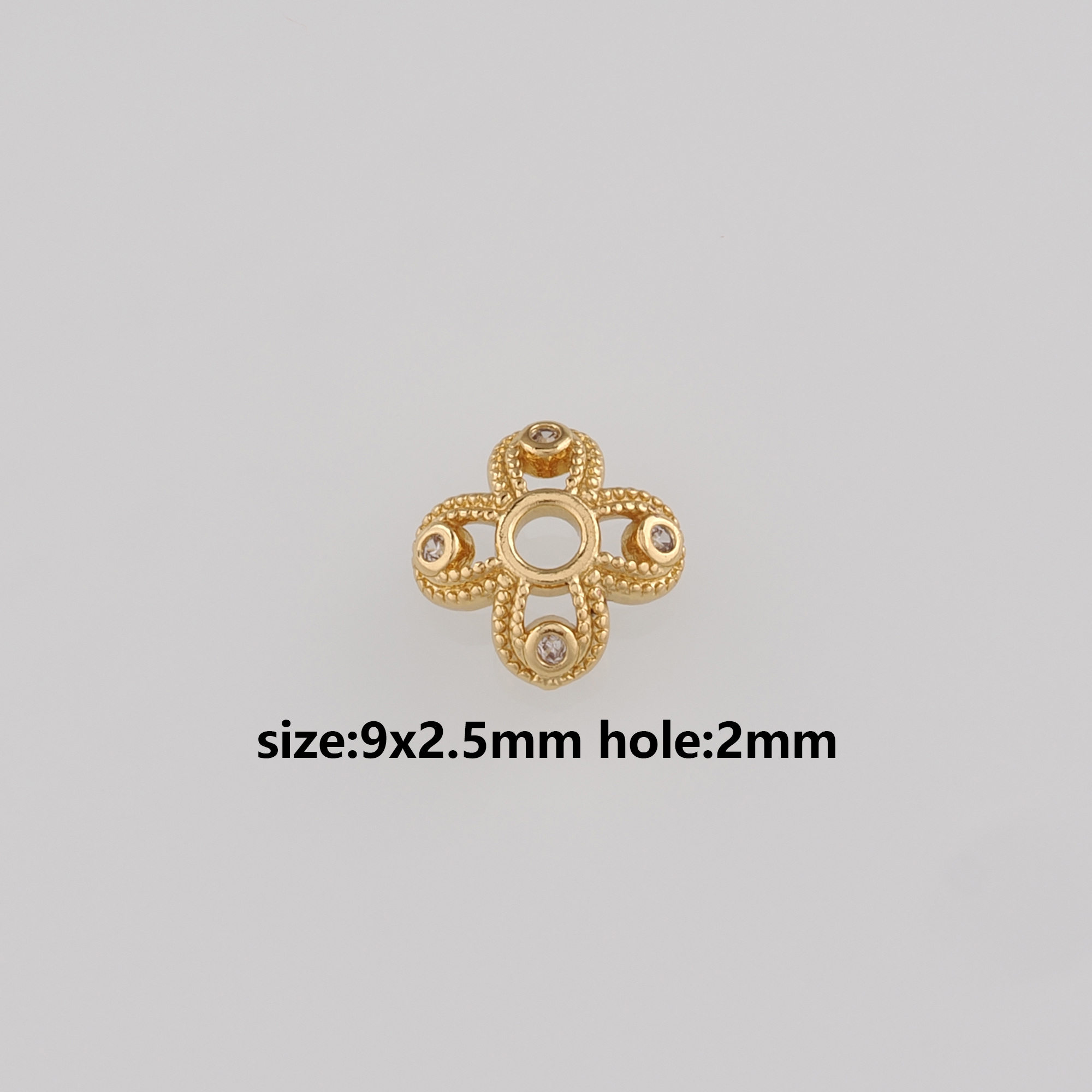 18K Gold Filled Bead Caps,CZ Micro Pave Flower Bead Caps for Bracelet Jewelry Necklace Making Supply