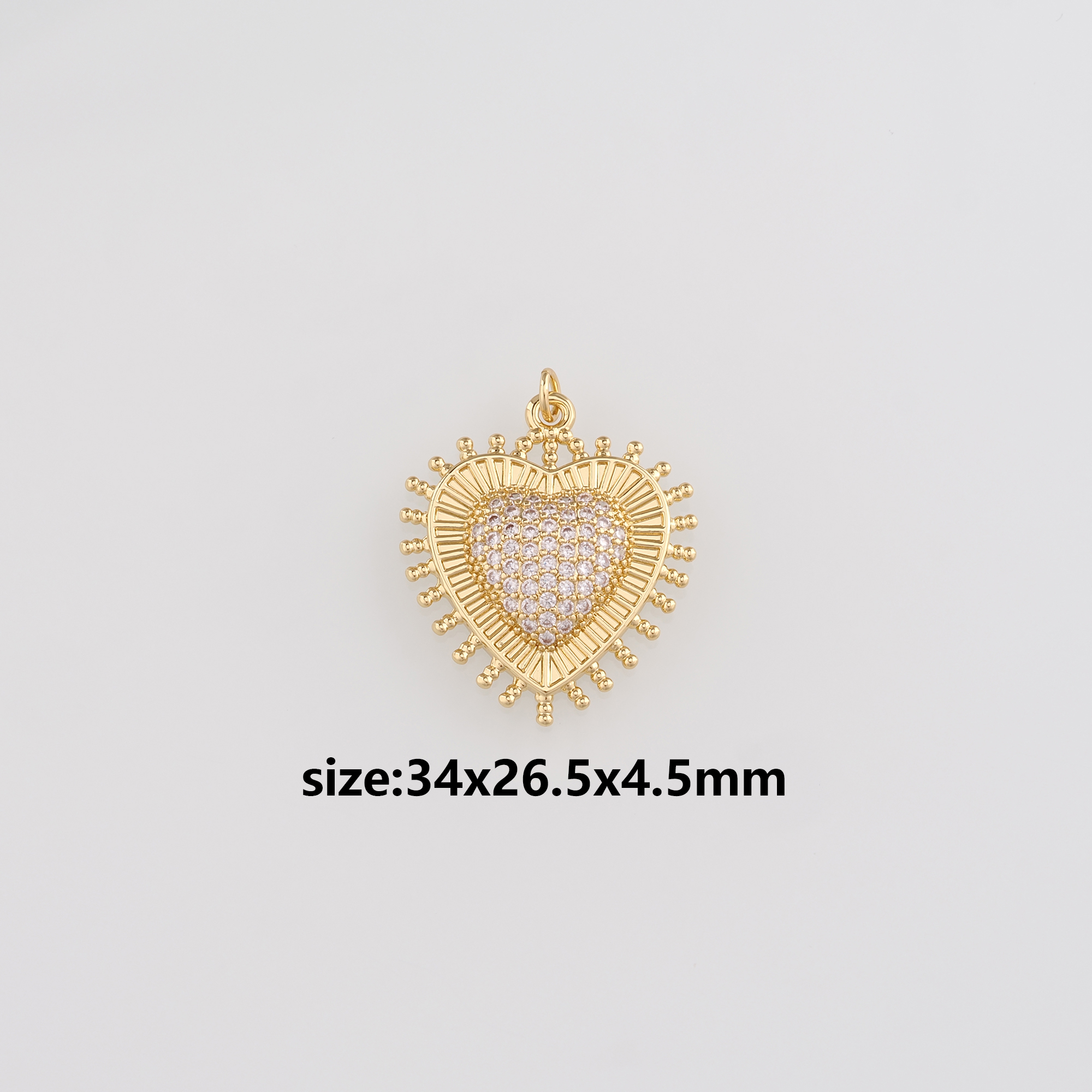 18K Gold Filled Heart Pendant,CZ Heart Charm Earrings Necklace for DIY Jewelry Making Supply