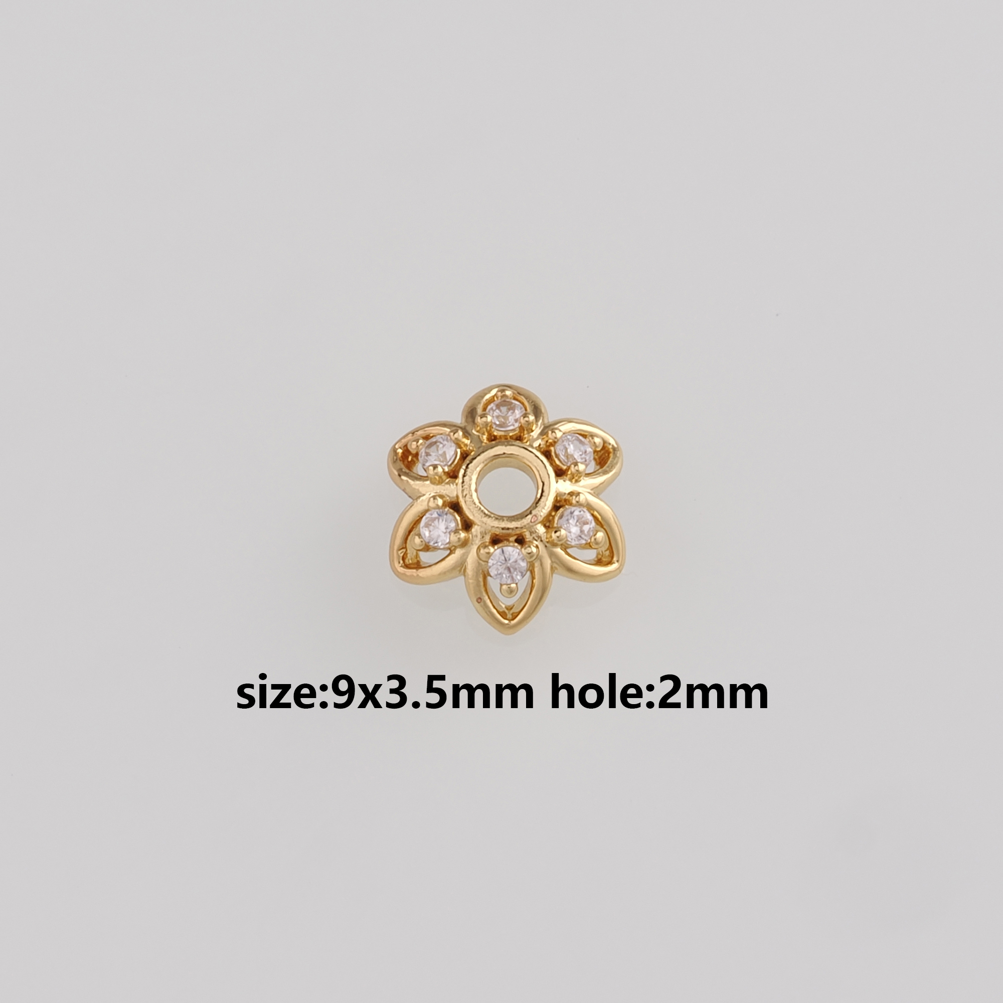 18K Gold Filled Flower Bead Caps,CZ Micro Pave Flower Bead Caps for Bracelet Jewelry Necklace Making Supply