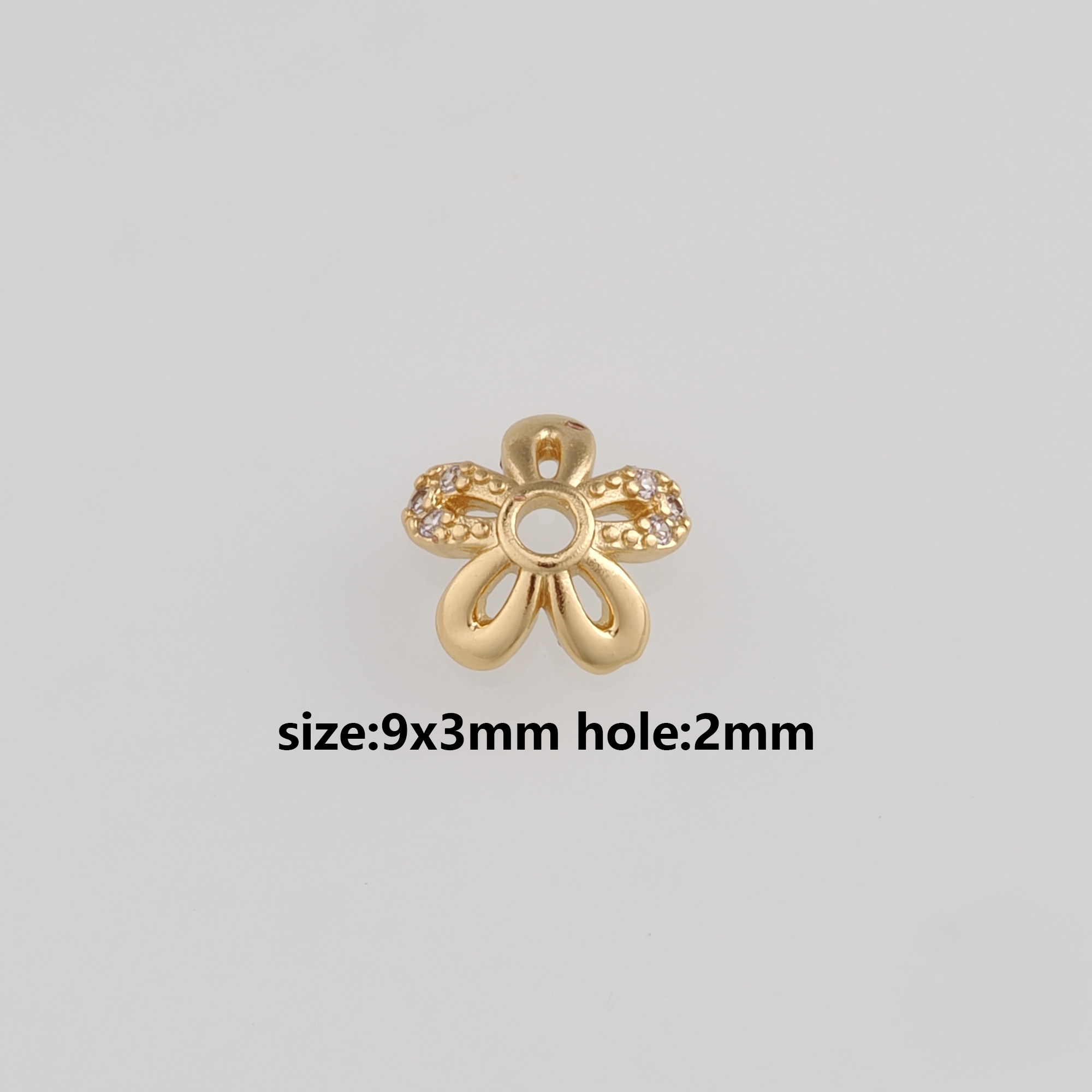 18K Gold Filled Flower Bead Caps,CZ Micro Pave Flower Bead Caps for Bracelet Jewelry Necklace Making Supply