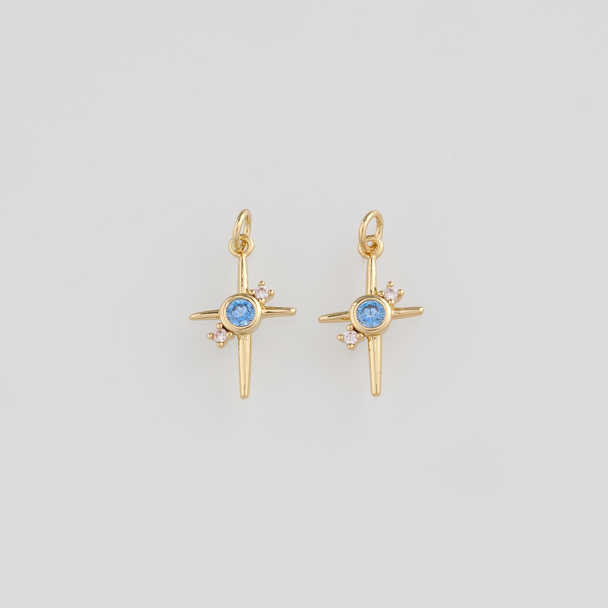 18K Gold Filled North Star Pendant,CZ Micro Pave Celestial Charm Earrings Necklace for DIY Jewelry Making Supply