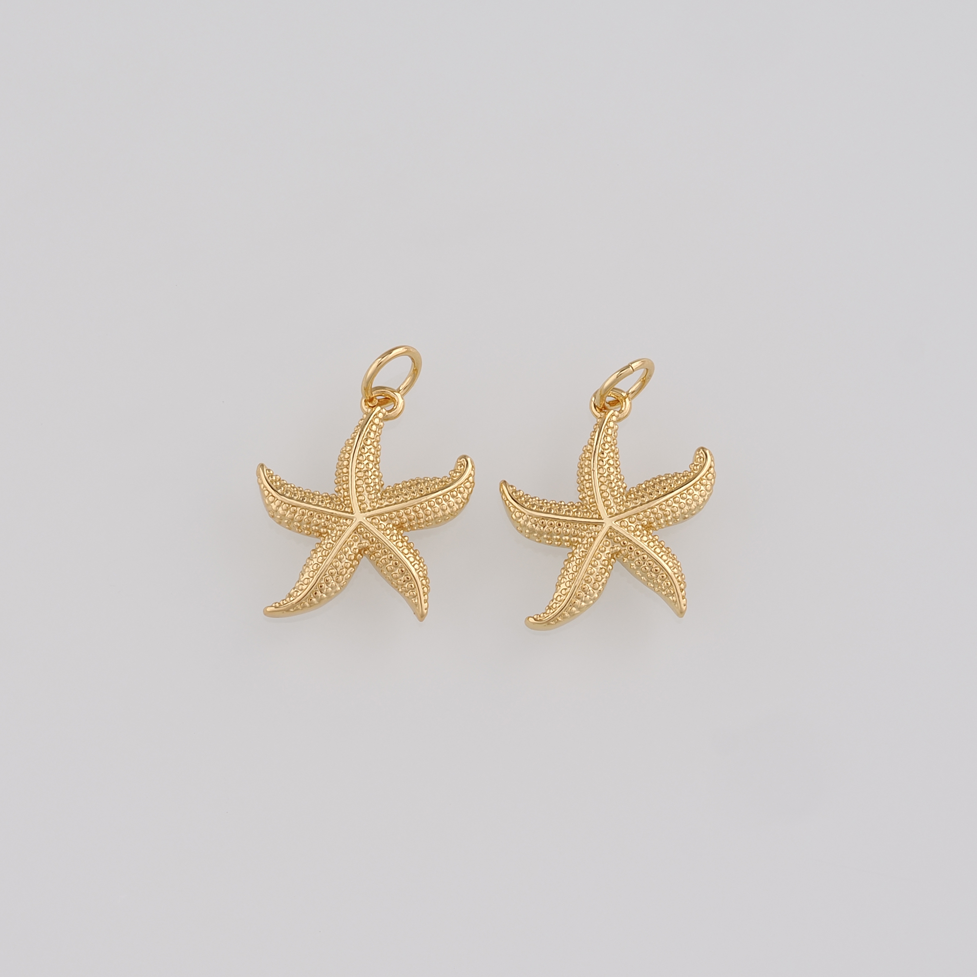 18K Gold Filled Starfish Pendant,Ocean Starfish Charm Earrings Necklace for DIY Jewelry Making Supply