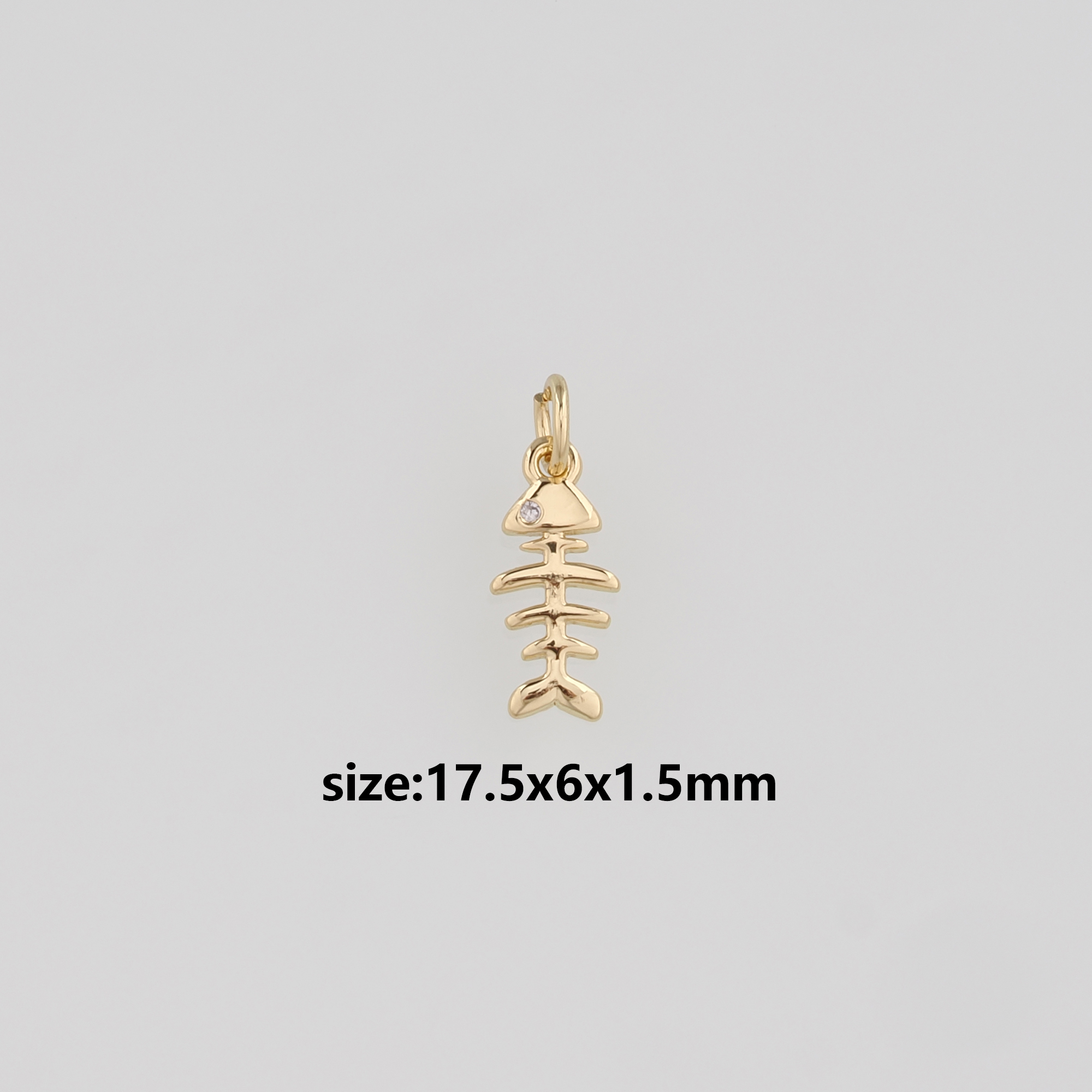18K Gold Filled Fishbone Pendant,Fishbone Charm Earrings Necklace for DIY Jewelry Making Supply