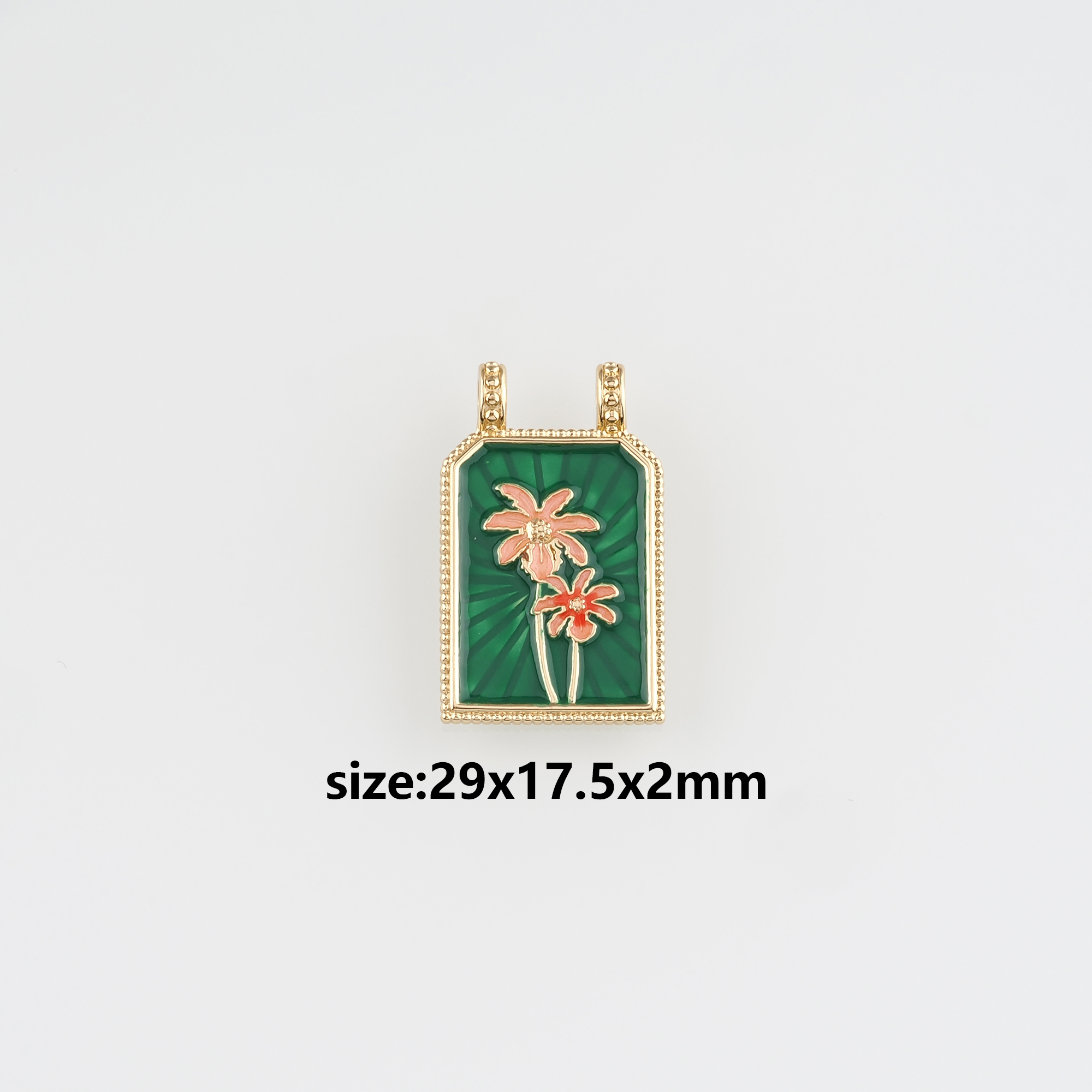 18K Gold Filled Flower Pendant,Enamel Flower Charm Earrings Necklace for DIY Jewelry Making Supply