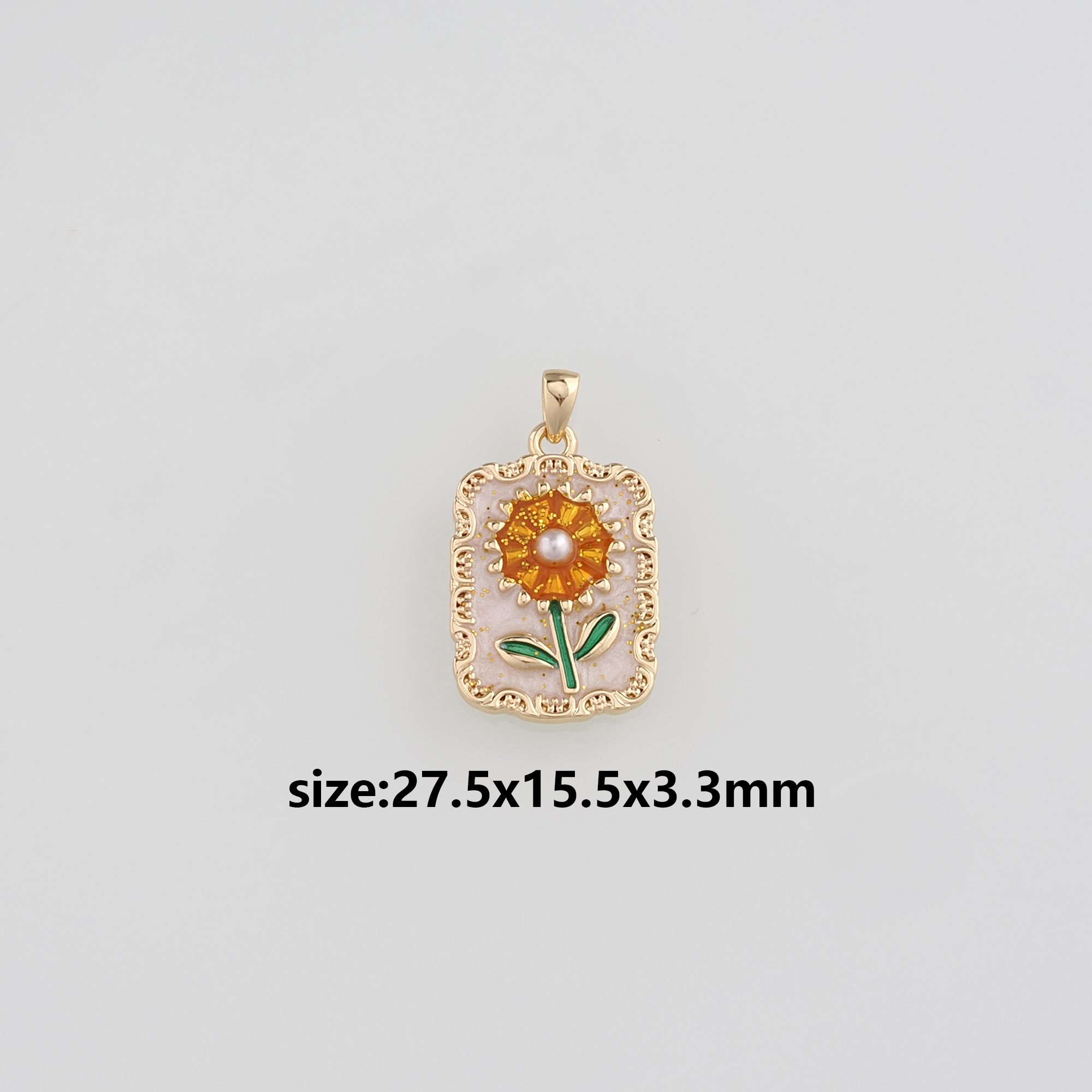 18K Gold Filled Dandelion Pendant,Enamel Dandelion Charm Earrings Necklace for DIY Jewelry Making Supply