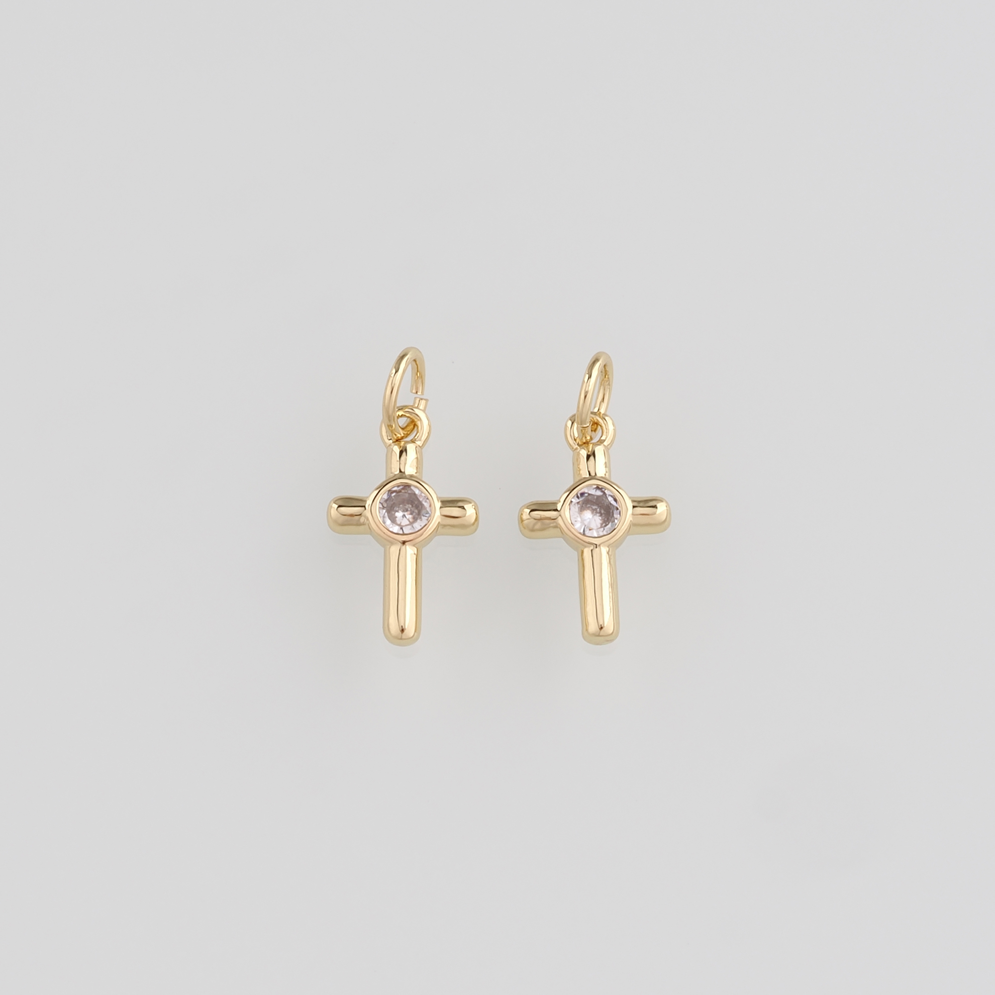 18K Gold Filled Cross Pendant,CZ Micro Pave Cross Charm Earrings Necklace for DIY Jewelry Making Supply